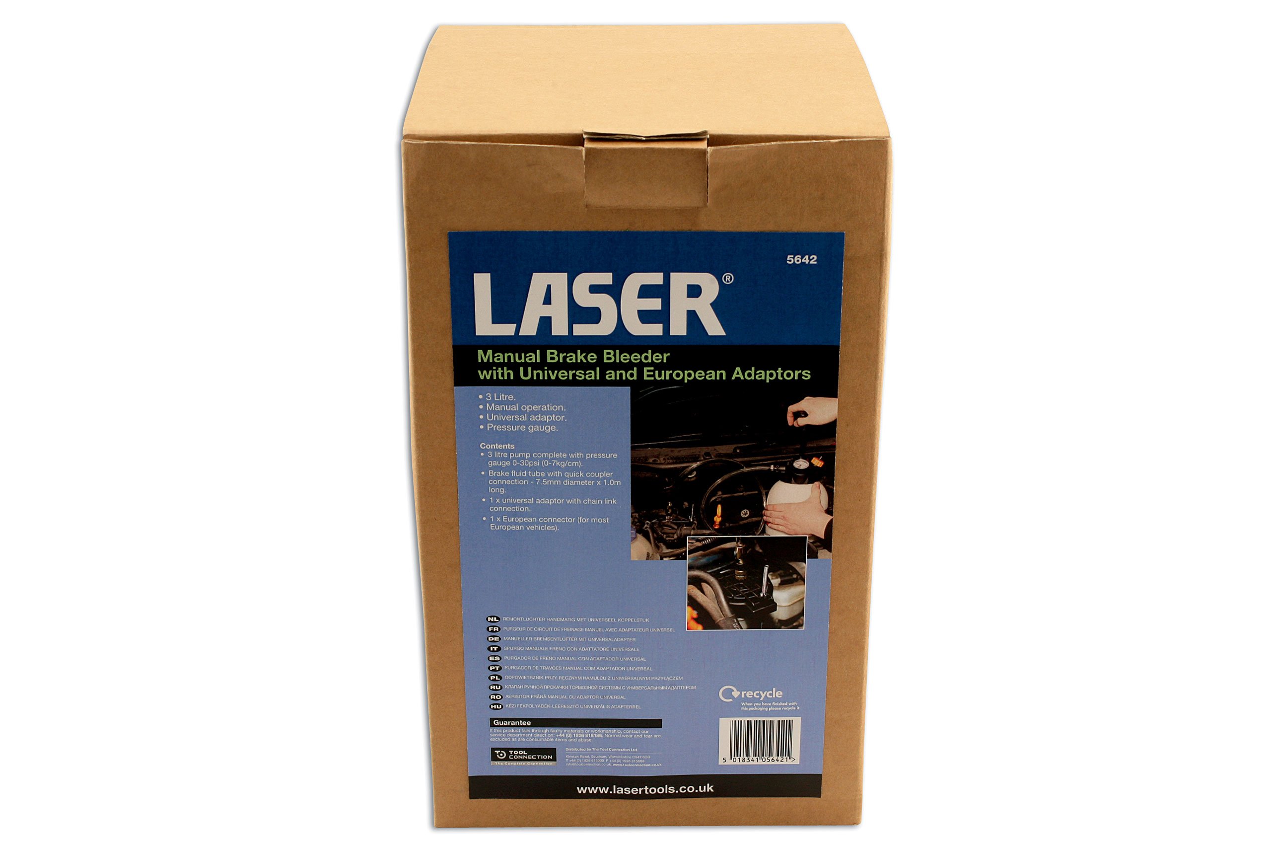 Laser 5642 Manual Brake Bleeder with Universal Adaptor