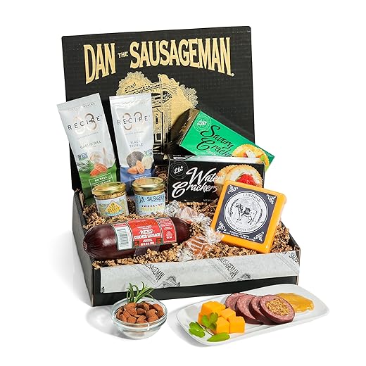 Dan the Sausageman's Yukon Day Gift Basket- Featuring Naturally Smoked Summer Sausages, Fresh Wisconsin Cheeses, and Specialty Sweet Hot Mustard