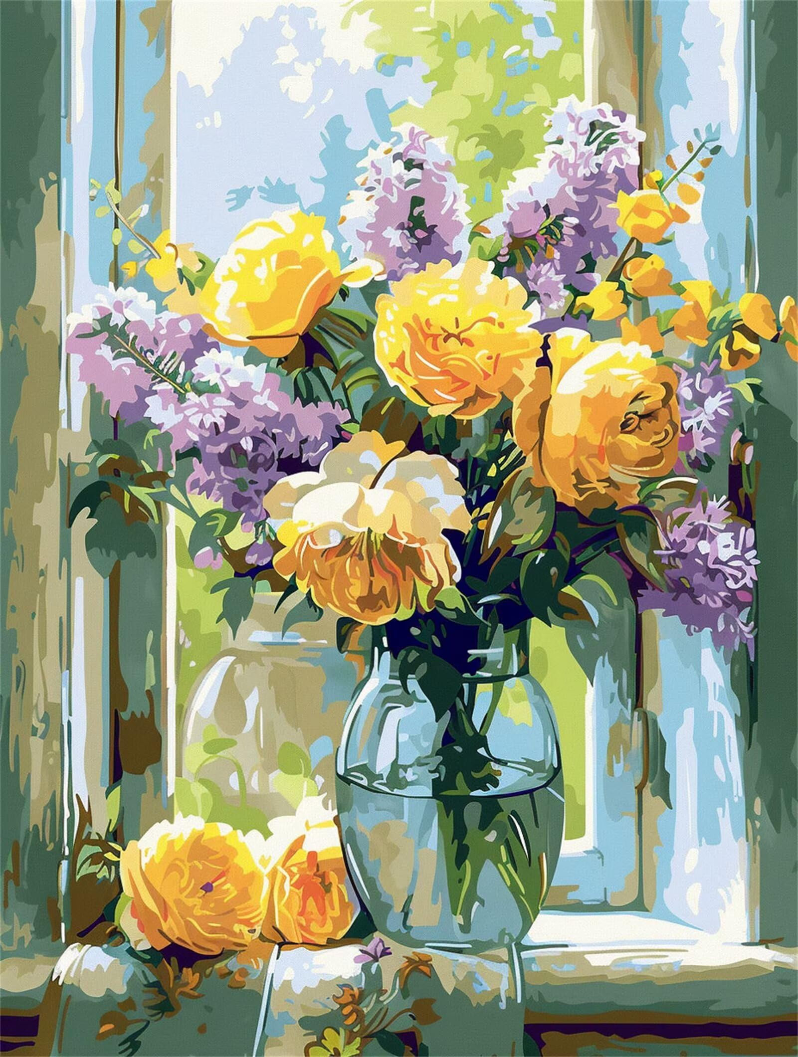 Dipingere con i Numeri Adulti Autunno, Fiori Dipingere con i Numeri Bambini DIY Kit, Set Premium con Pennelli, Decorazione Casa & Creativo Regalo di Compleanno, Attività di Tempo libero 70x95cm z-356