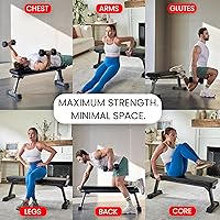 Vista 4 de Finer Form - Banco plano plegable de calidad de gimnasio para entrenamiento con pesas multiusos y ejercicios abdominales, tabla de entrenamiento
