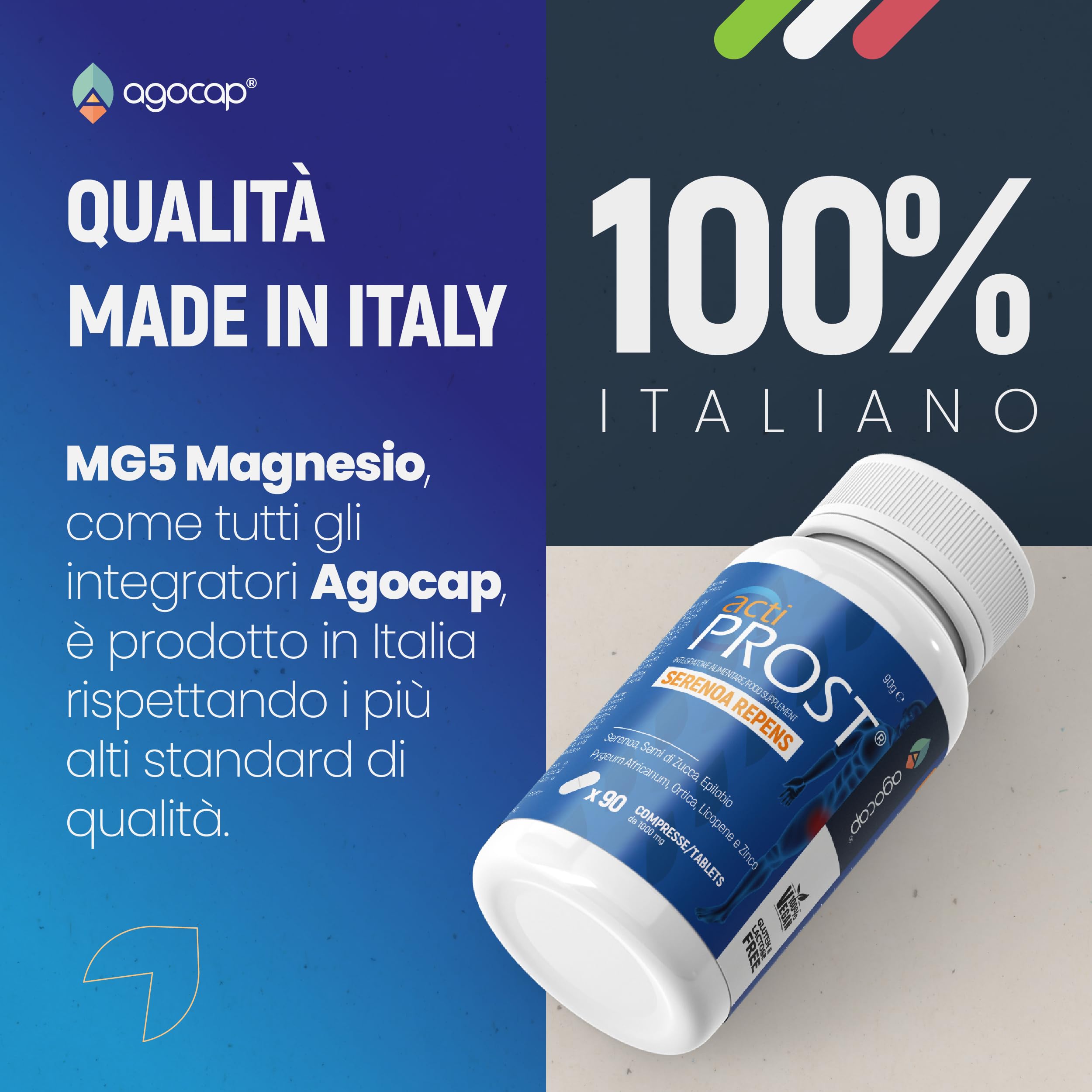 Actiprost, SERENOA REPENS 400mg e SAW PALMETTO - 90cpr, Alto Dosaggio. Integratore Prostata Uomo con Semi di Zucca, Pygeum Africanum, Epilobio, Ortica,. Riduci l'infiammazione della Prostata. Agocap