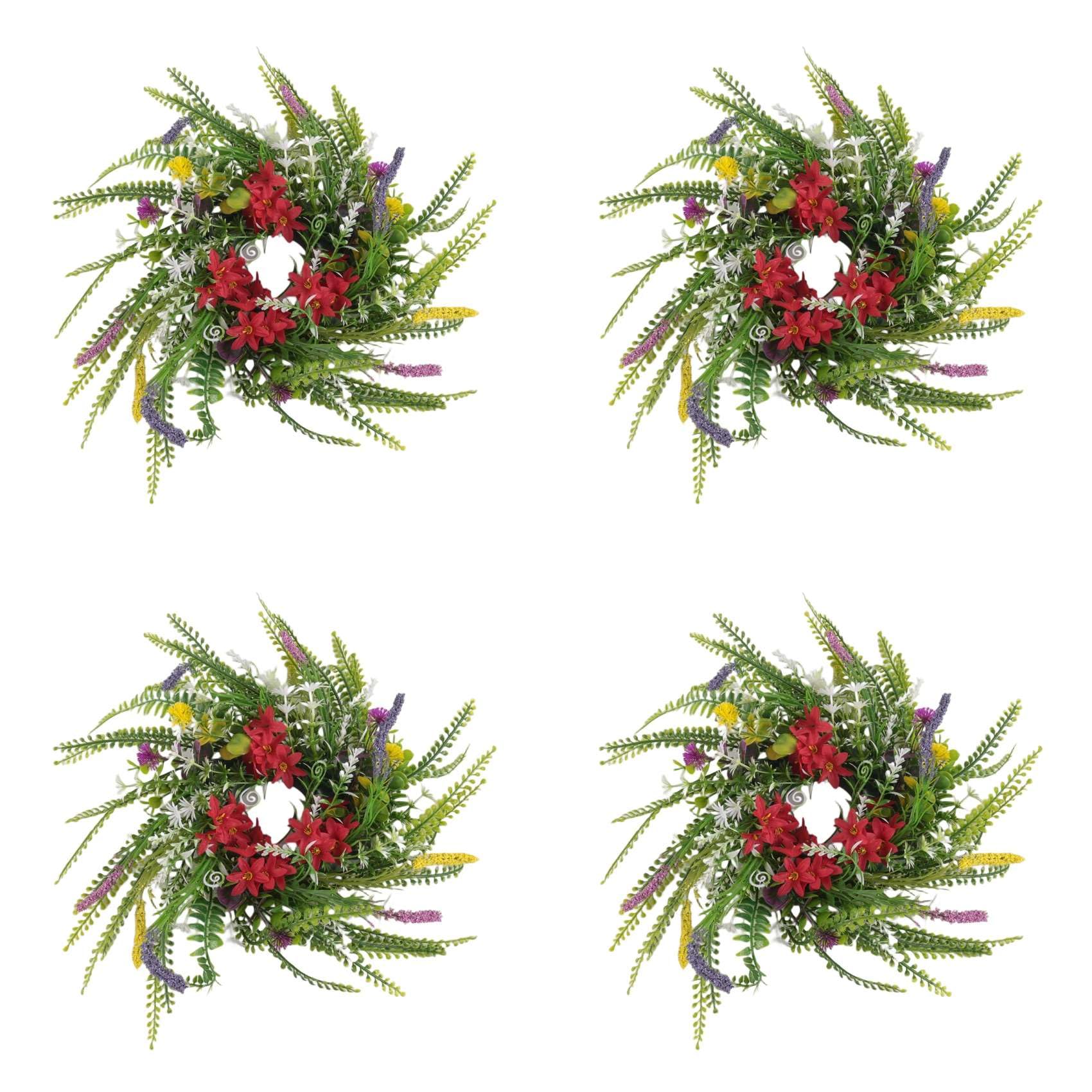 Hndhbfgrt 4X Spring Wreaths for Front Door 13.8in Outside Welcome Summer Flowers Weatherproof Greenery All Seasons Round Wreath