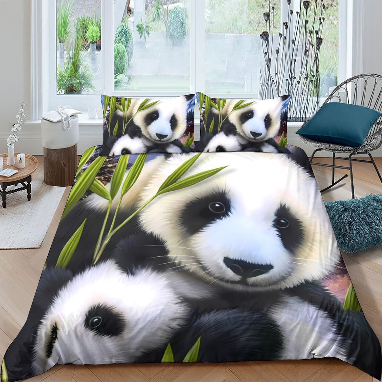 Ctjqhvkz Style-3 3D Printed Panda Family Fitted Sheet Microfiber Soft Breathable Bamboo Bed Cover For Bedroom Dorm Mattress Protection Decor Single（135X200cm）
