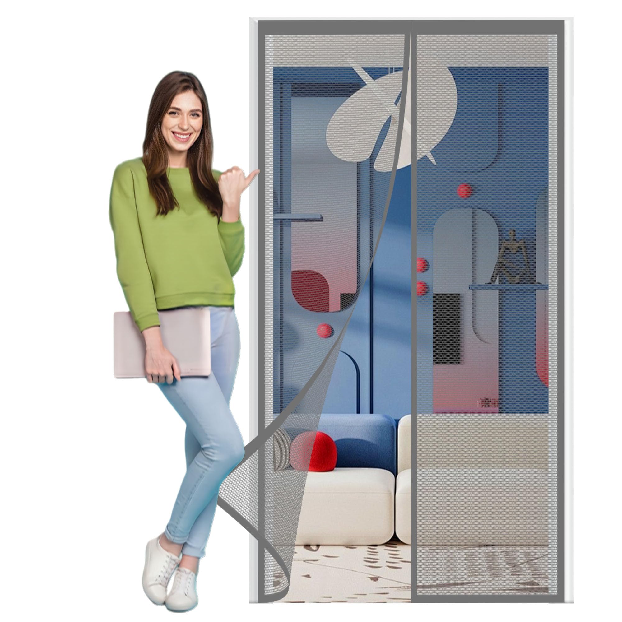 Moustiquaire pour porte coulissante avec fermeture aimantée et pose adhésive