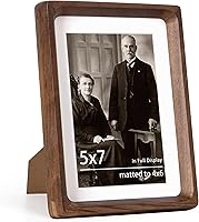 Dreamland 5x7 Handcrafted Walnut Wood Picture Frame - USA Sourced Solid Wood, Rounded Corners, Tempered Glass for 4x6/5x7 Photos