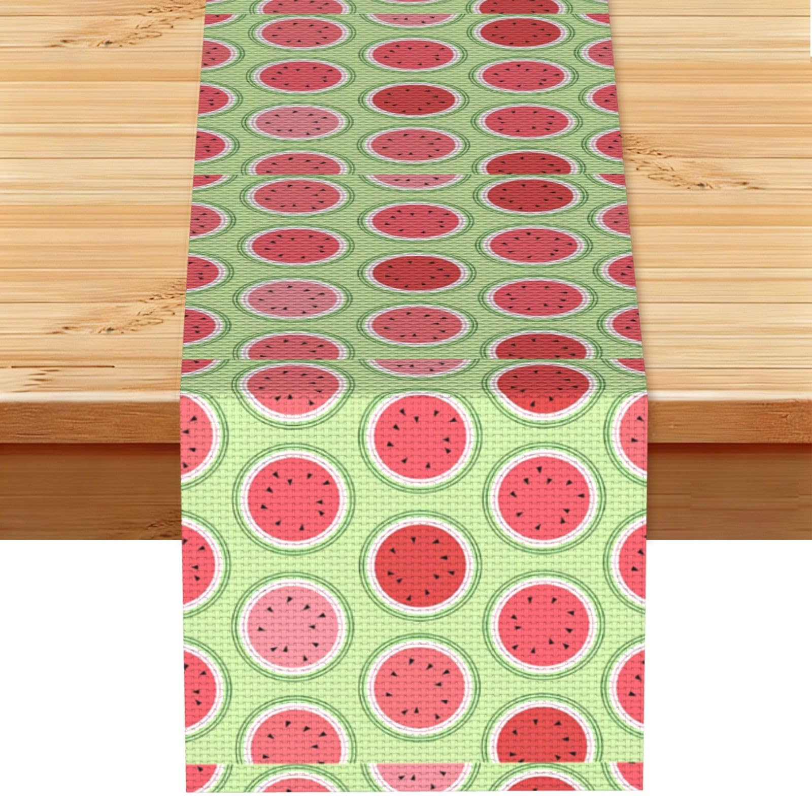 Watermelon Green Multi Purpose Table Runner for Home Decor, Printed Table Cloth for Kitchen Table, Countertops & Dining Area