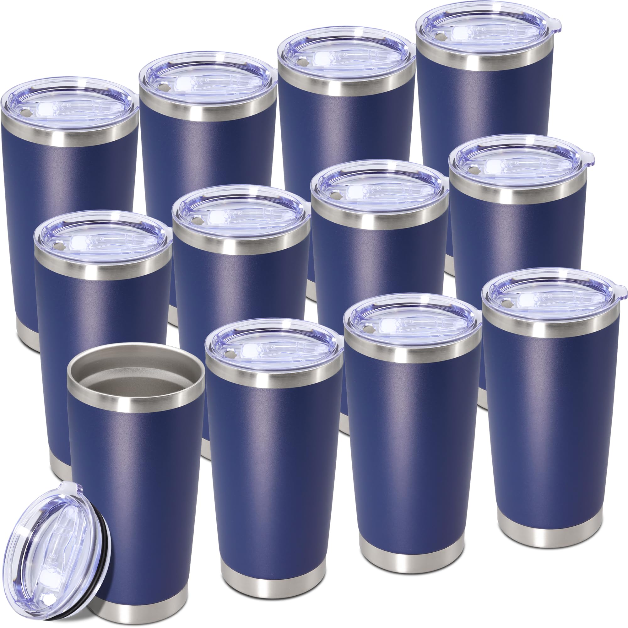 20oz Tumbler Insulated Tumblers Vacuum Coffee Mug with Lid Navy 12Pack