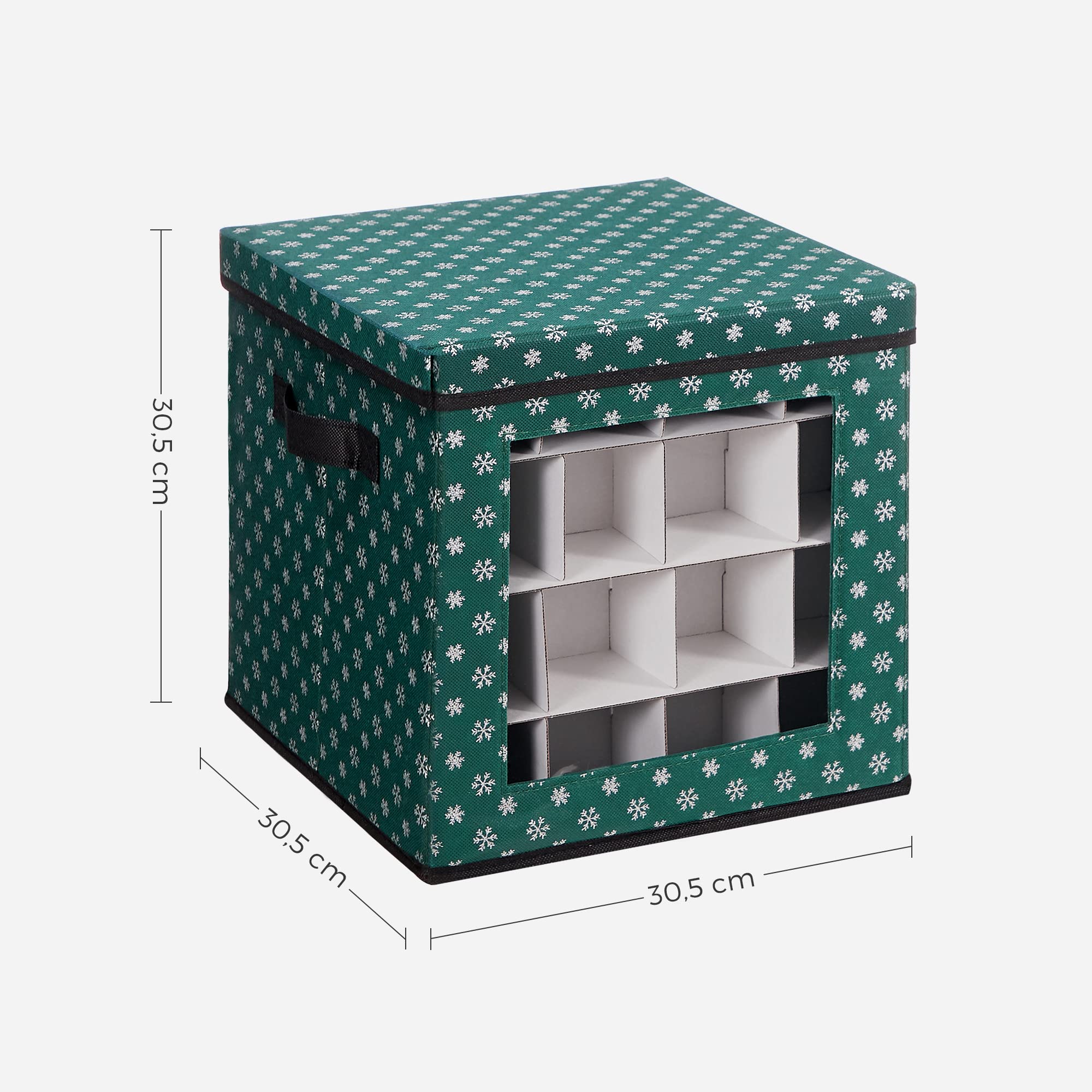 SONGMICS Set Van 3 Opbergdozen Voor Kerstdecoraties, Kist Kerstballen 64 Vakken Modulaire Scheidingswanden 30 5 X Cm Groen Rfb029g01 2724006792