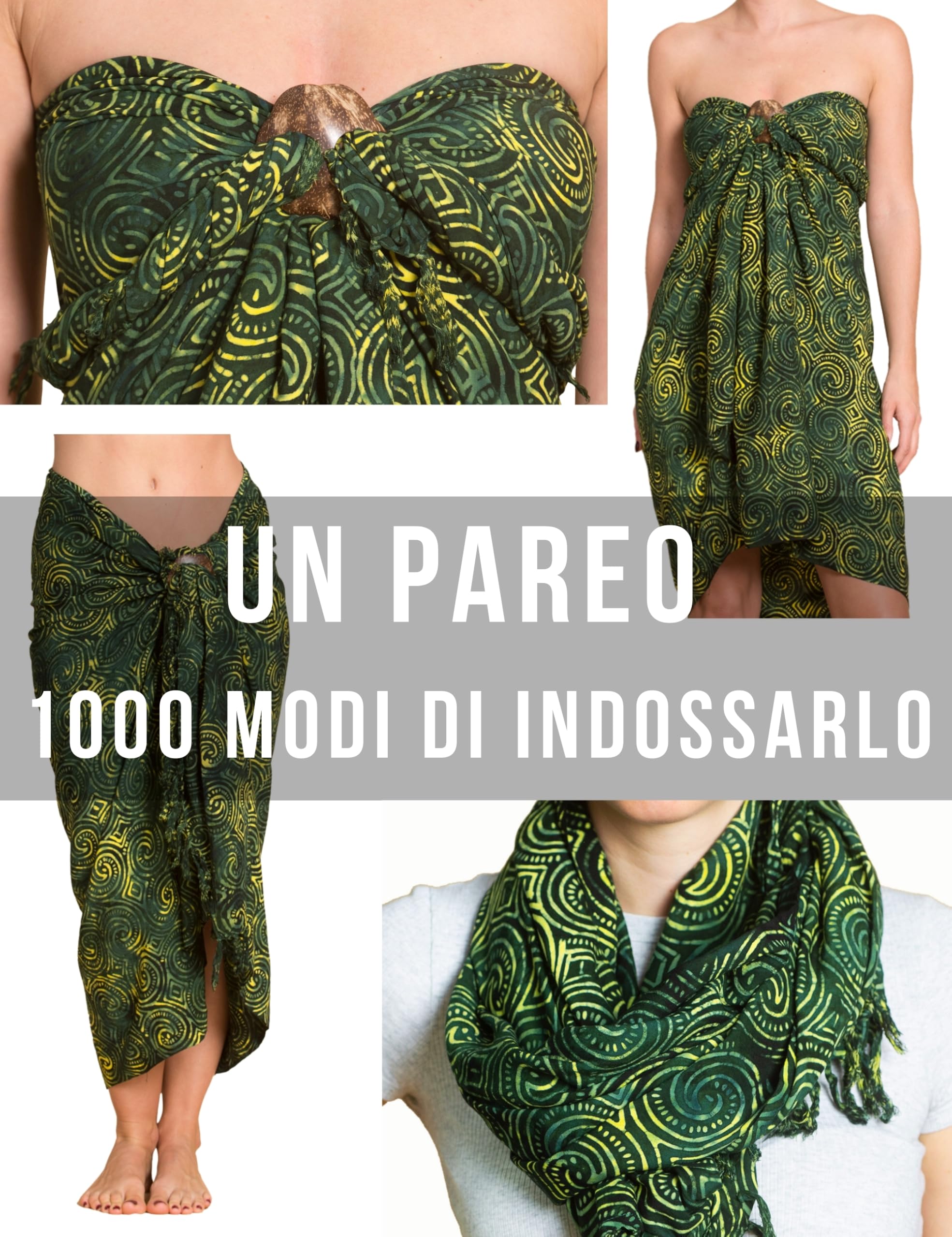 PANASIAM Pareo Sarong - L e XL Coprente - Pareo Mare in Viscosa Fluida - Gonna a Portafoglio o Abito da Spiaggia per Donna e Uomo - Leggero Copricostume - Pezzo Unico Artigianale dall’Indonesia