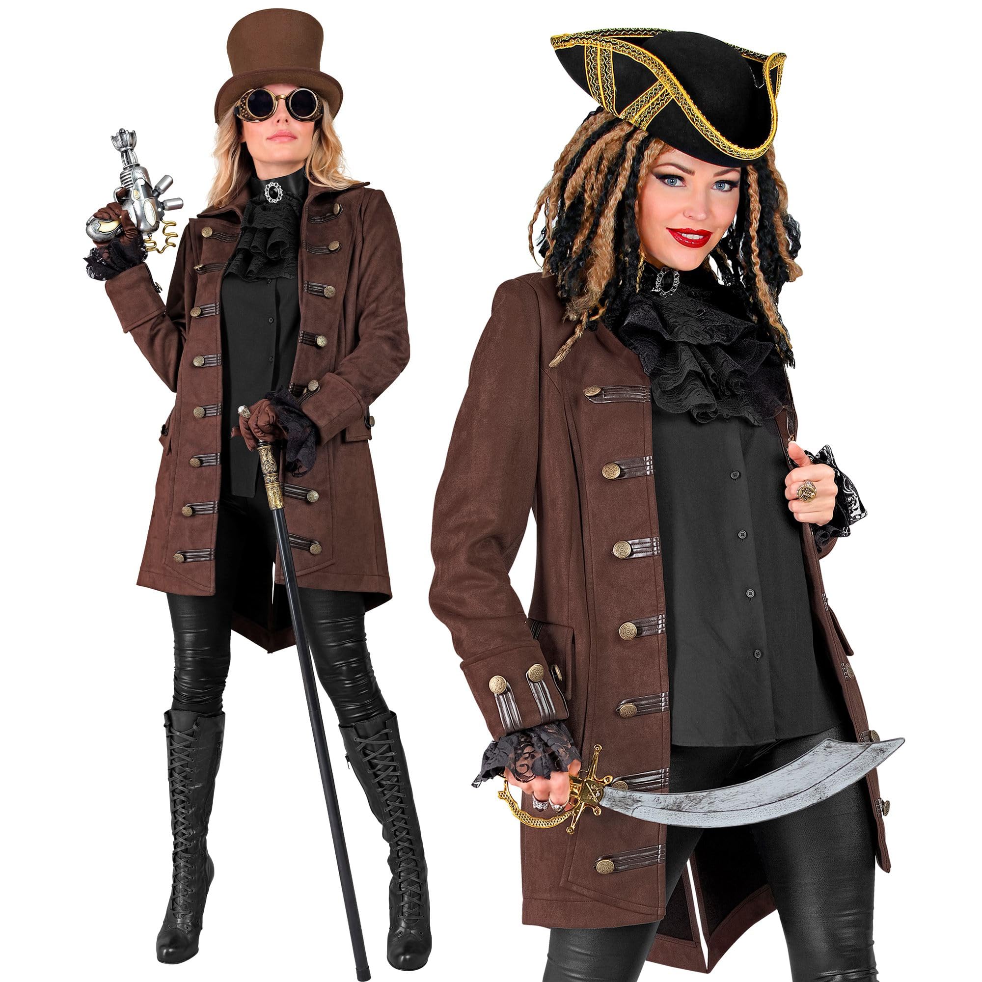 W WIDMANN MILANO Party Fashion - Historical Coat for Multiple Characters Pirate Steampunk Fancy Dress Costumes