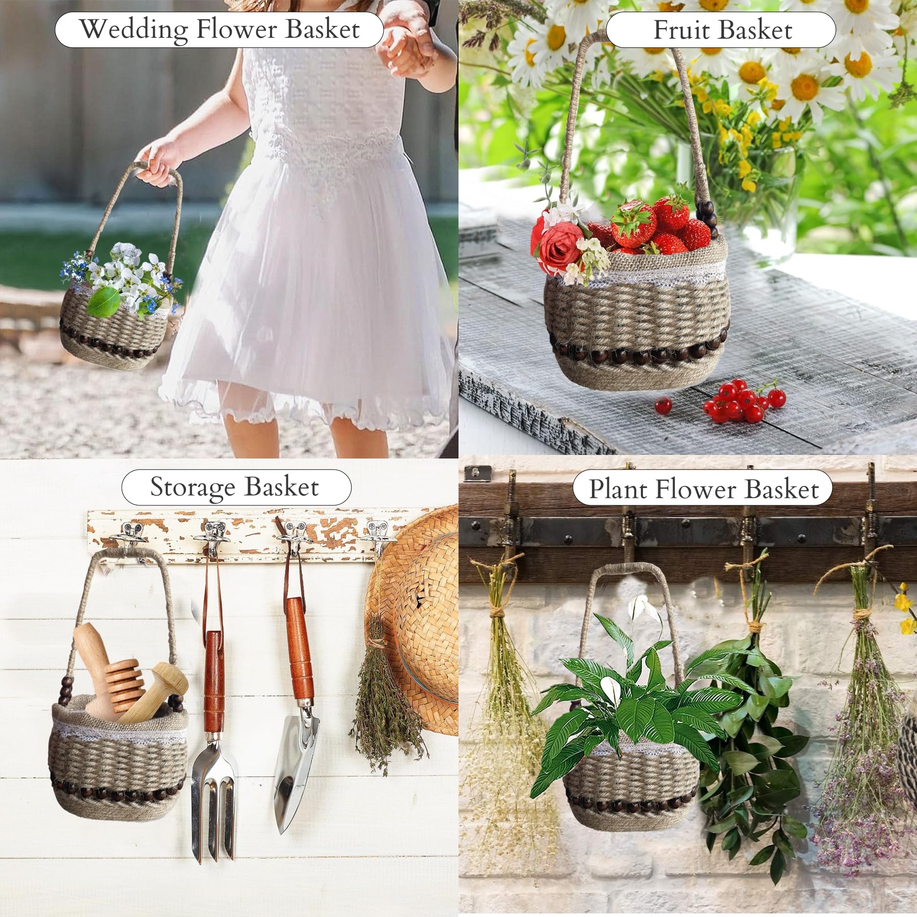 AOUXSEEM 99 Pcs Basket Weaving DIY Kits for Beginners, Jute Rope Woven Lace Storage Flower Basket with Handles for Easter Picnic Home Wedding Decorations Crafts Projects Gifts