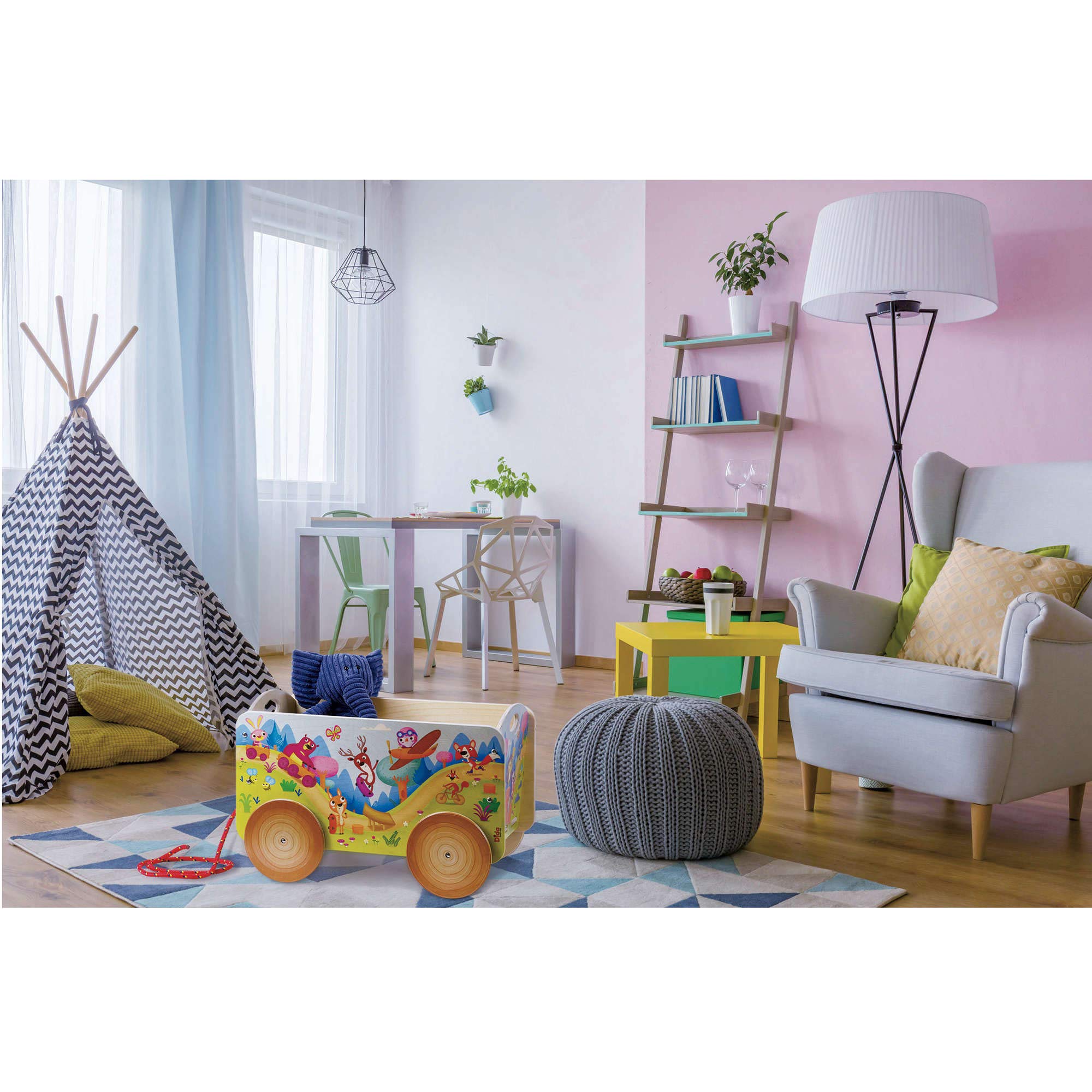 Dida - La Gara nel Bosco: Carretto Trainabile in Legno, Portagiochi con Ruote per Bambini 2-4 Anni - Giochi Educativi Metodo Montessori, Divertenti e Stimolanti