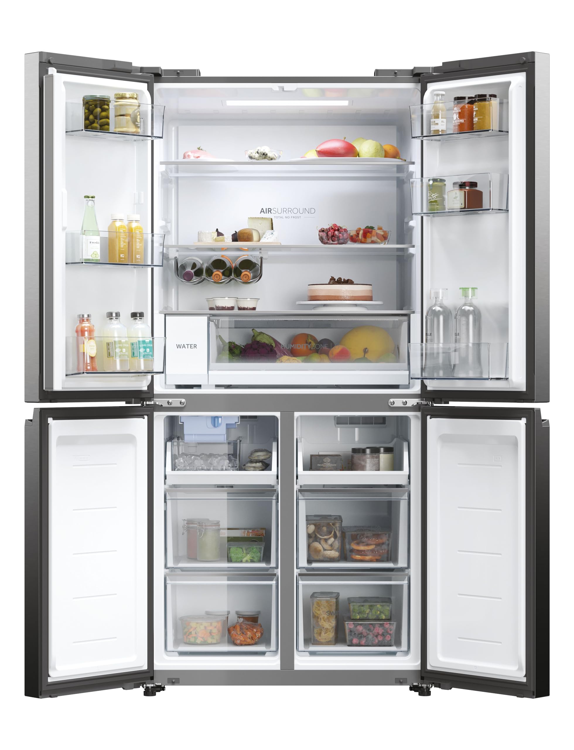 Haier CUBE 83 SERIE 5 HCW58F18EHMP Frigorifero Frigorifero/Total No Frost/Smart Hon-App/Dispenser Acqua & Macchina per cubetti di ghiaccio/ABT Pro/HumidityZone/MySwitchZone/Acciaio inossidabile