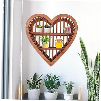 アンティーク　飾り棚　ハート型取っ手付き棚 Amazon｜VINTORKY 木製ハート壁棚寝室装飾ハート型ディスプレイ