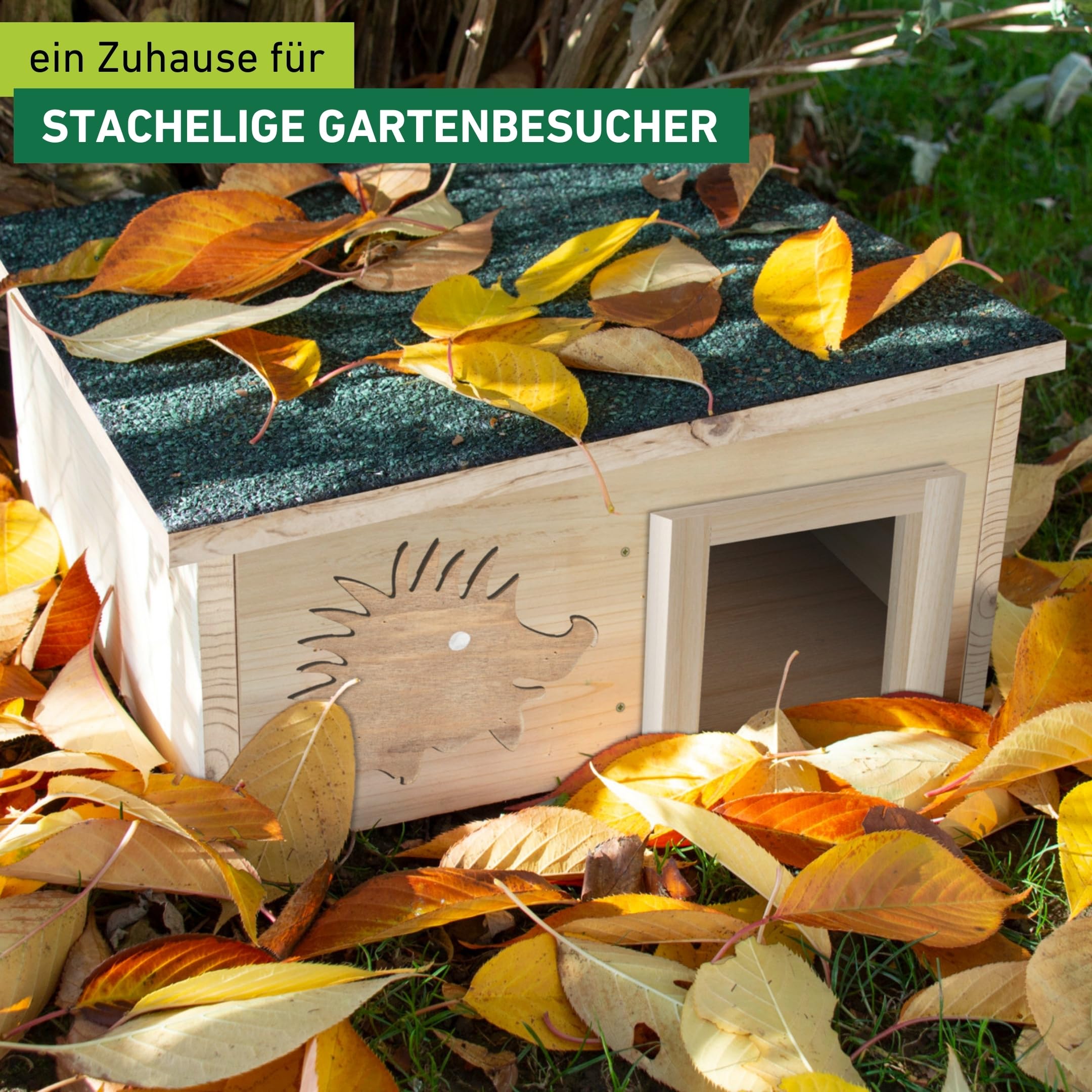 Windhager Igelhaus Bausatz aus Massivholz | Igelfutterhaus, Igelhäuschen, Igelhotel mit abnehmbarem Dach, Winter- und Schlafquartier für Igel, 40 x 40 x 19 cm | FSC Zertifiziert | wetterfest