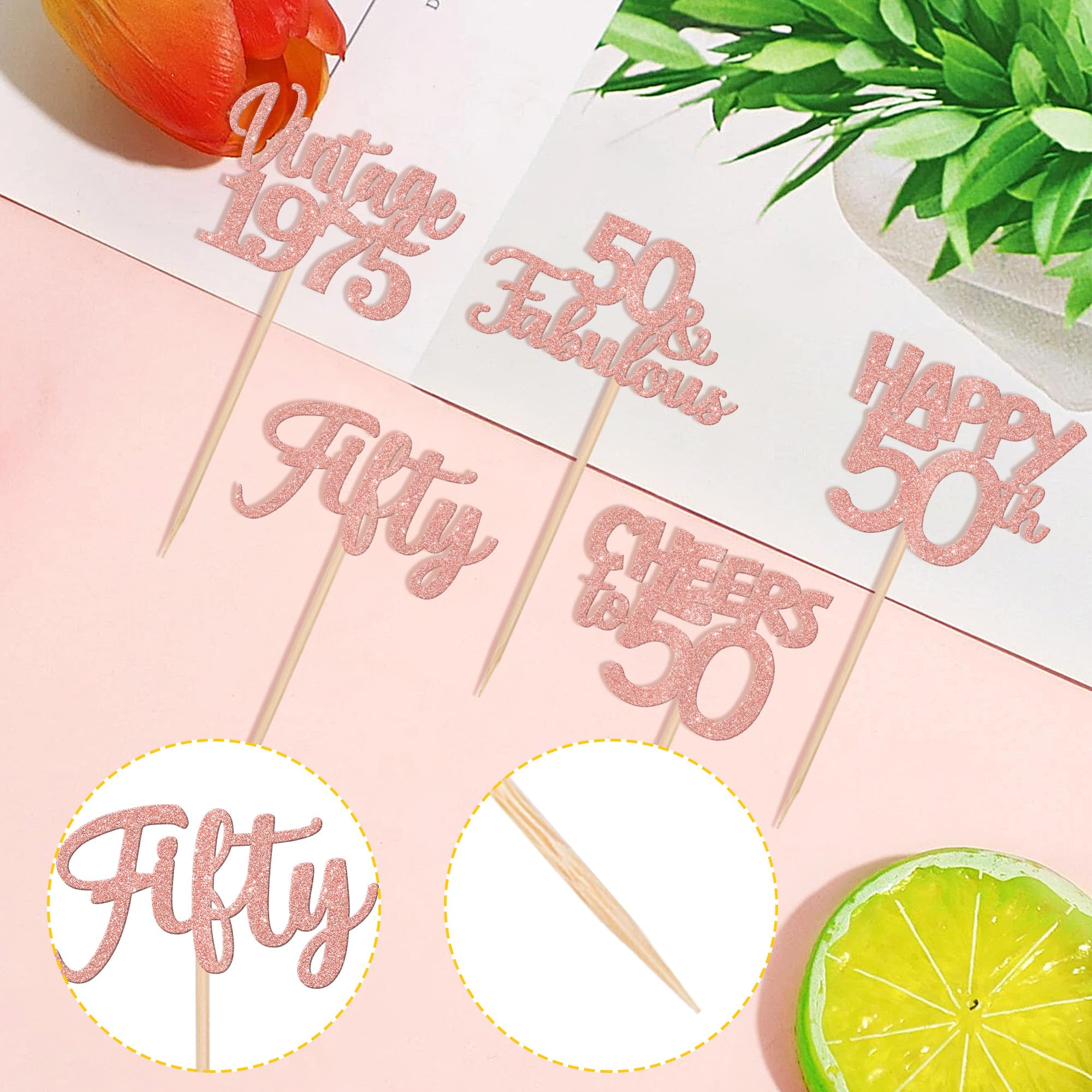 30 Pcs 50th Birthday Cupcake Toppers – Vintage 1975 Theme Cake Decorations For 50th Party