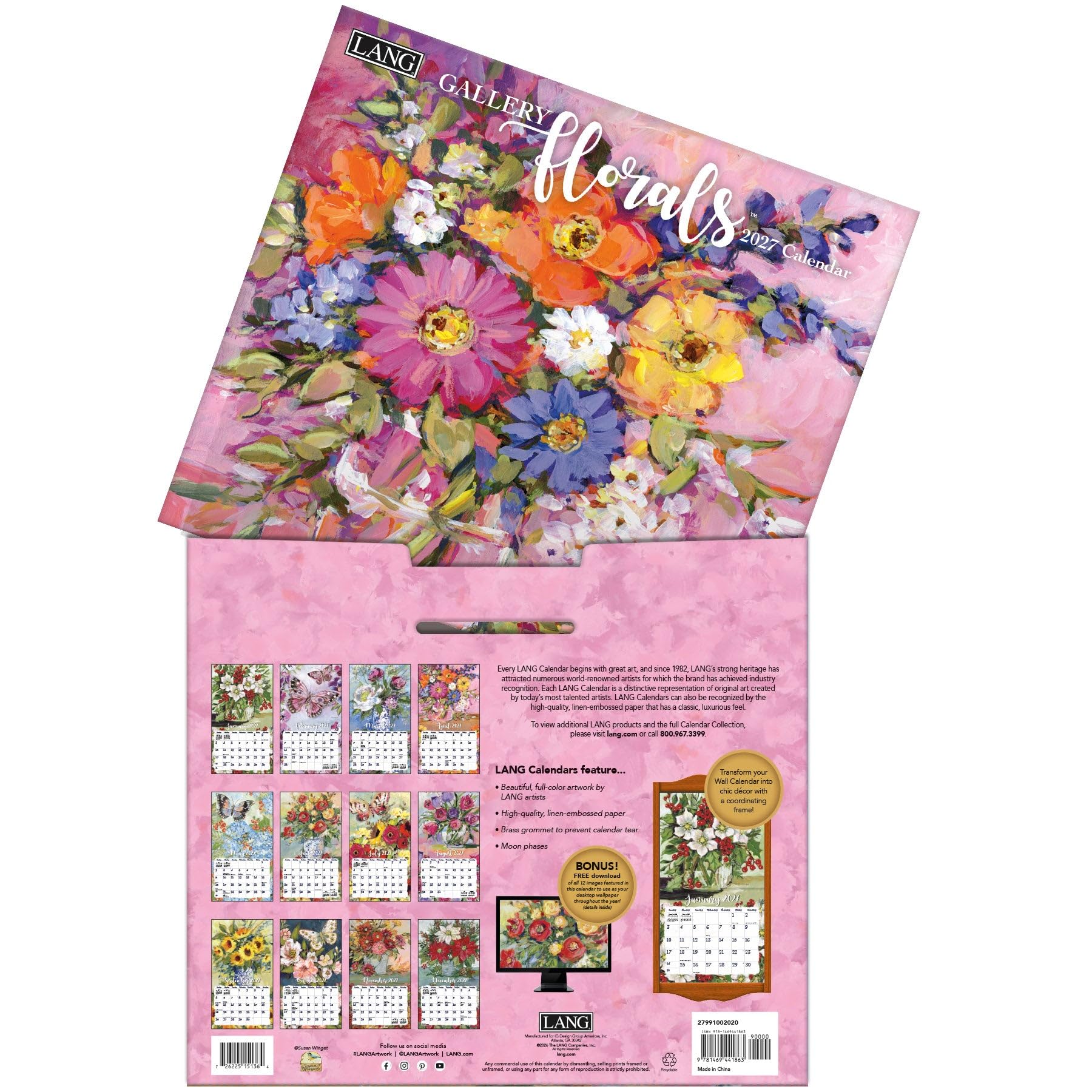 Gallery Florals - Calendario da parete 2027, formato grande