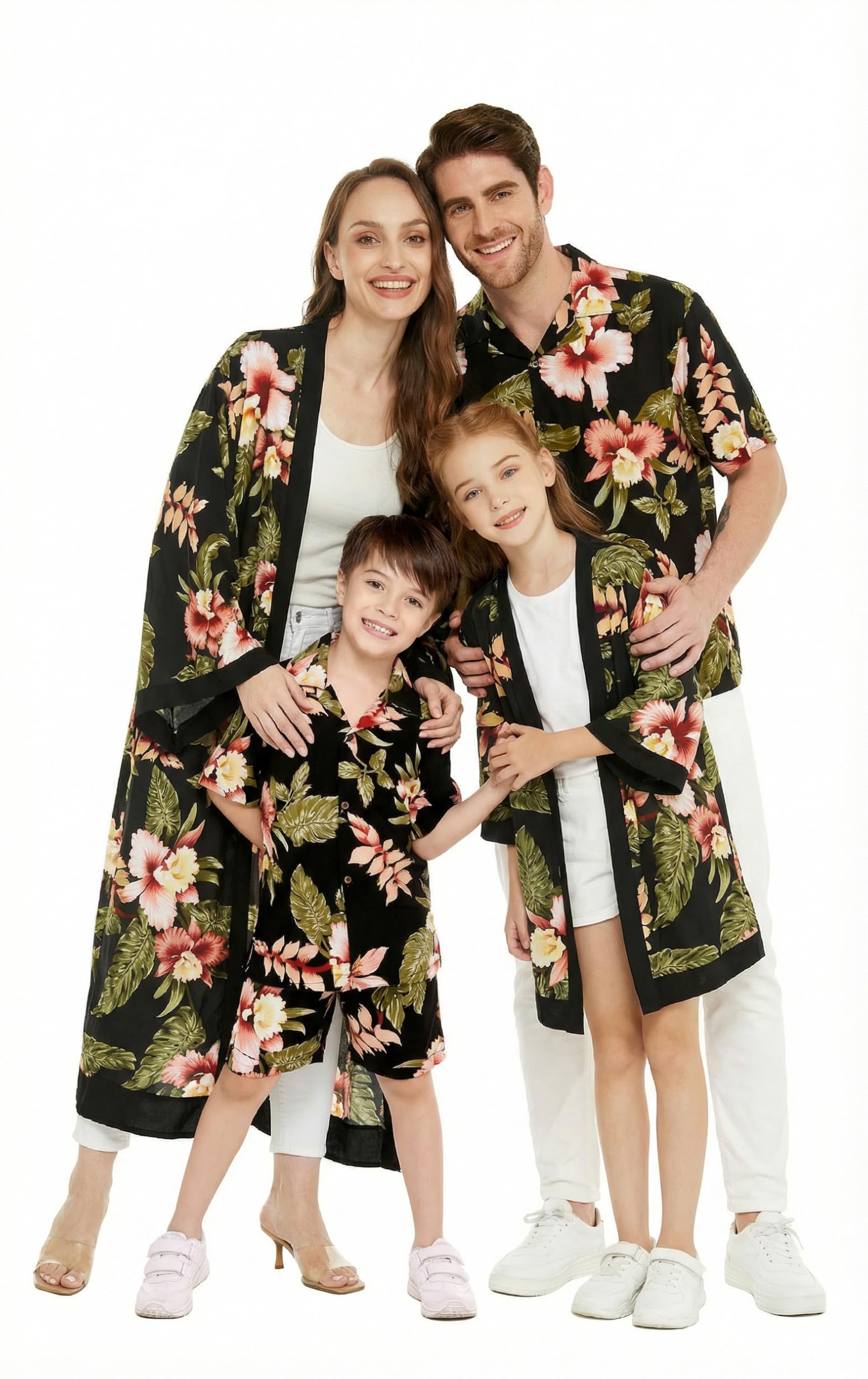 Family Matching Hawaiian Clothes, Black Rafelsia