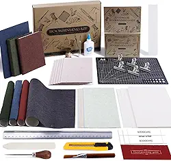 145 kits de encadernação de livros para iniciantes a fazer livros, materiais de encadernação com furador de papel A5, ferramentas completas de encadernação com instruções e tutoriais em vídeo para