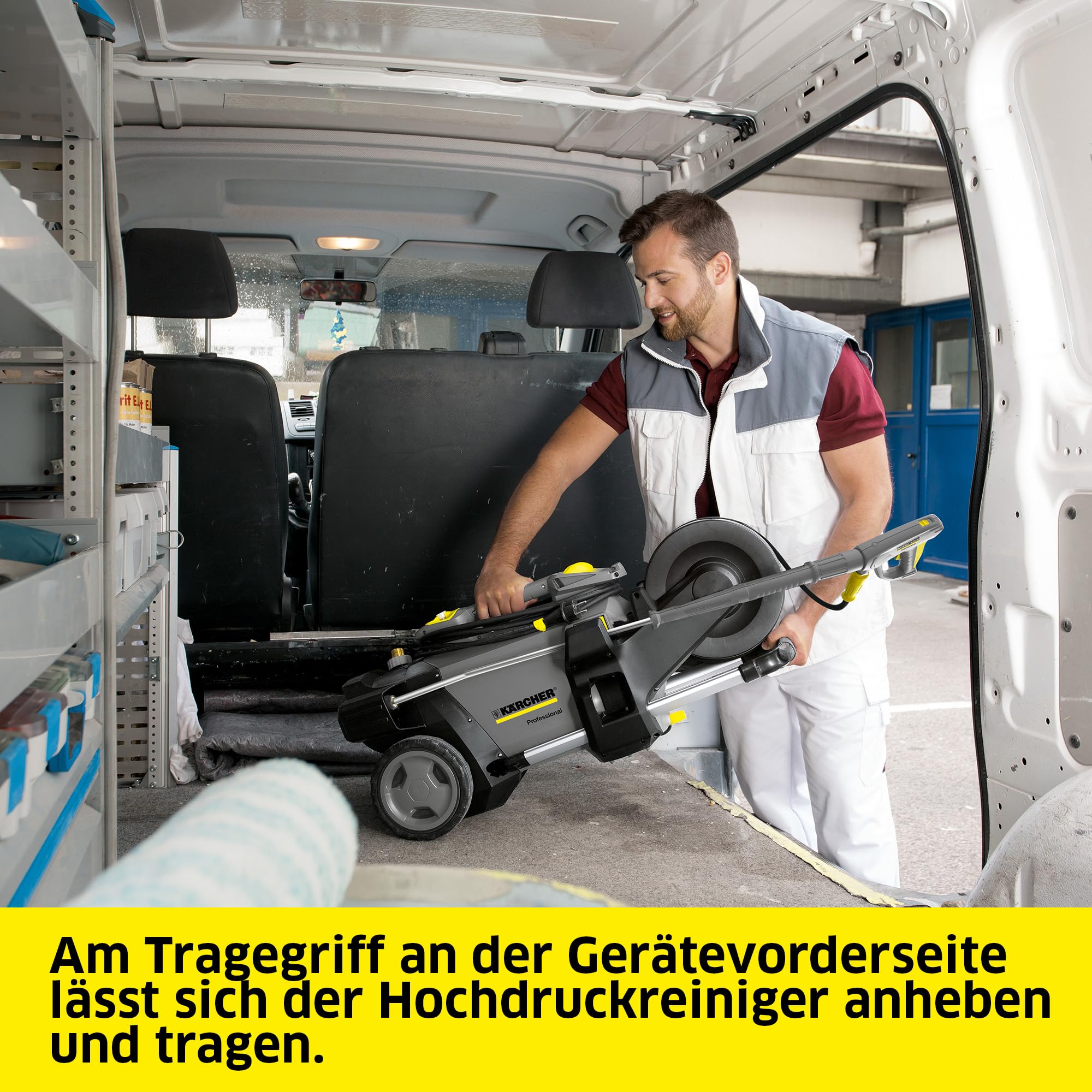 Kärcher Professional Kaltwasser-Hochdruckreiniger HD 6/13 CX Plus, Druck: max. 190 bar, Fördermenge: 590 l/h, Gewicht: 28,3 kg, Schlauch: 10 m, HD-Pistole, Strahlrohr, Dreckfräser, Schlauchtrommel