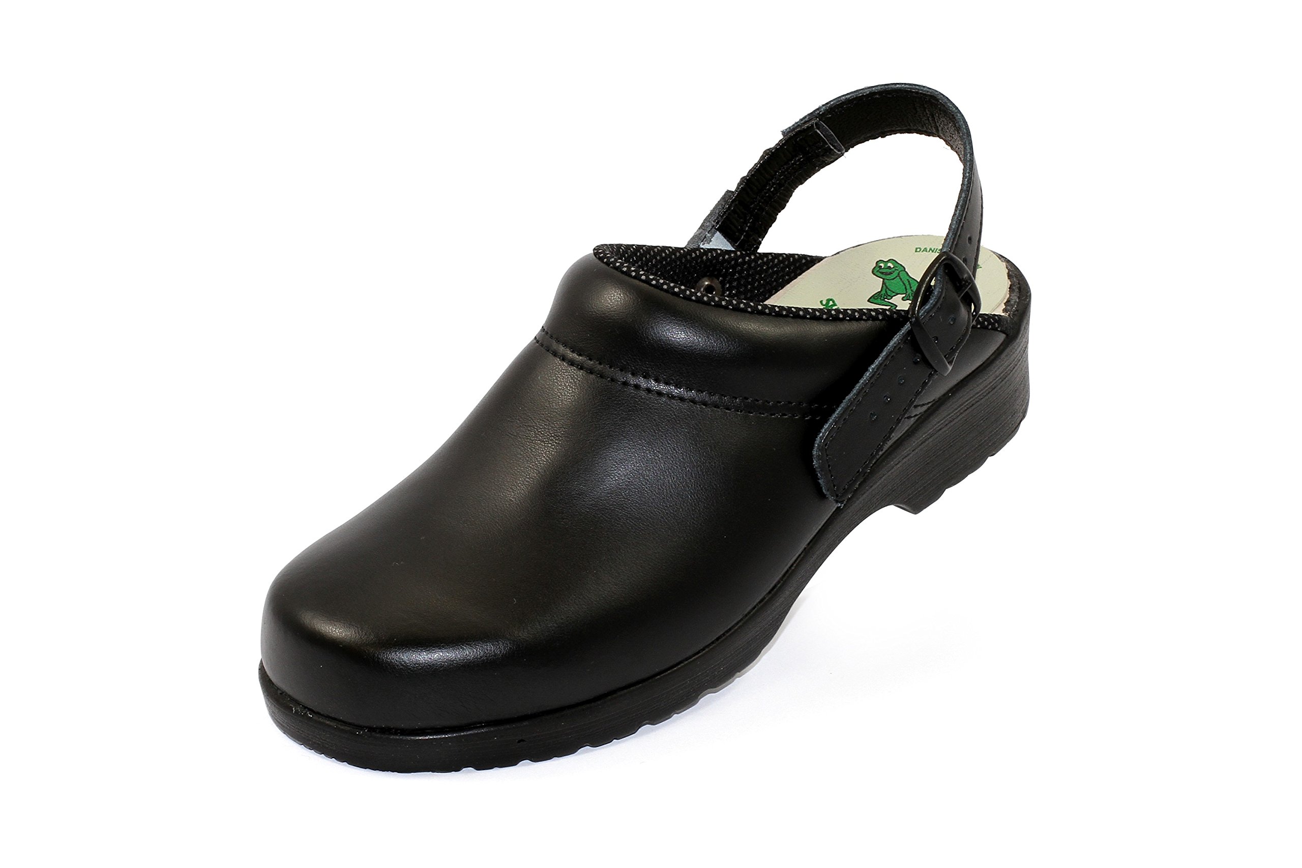 Euro-Dan EuroFlex Clogs, aperto con cinghia sul tallone regolabile e suola interna Texon, O+E+A+SRC, Nero (Nero ), 41 EU