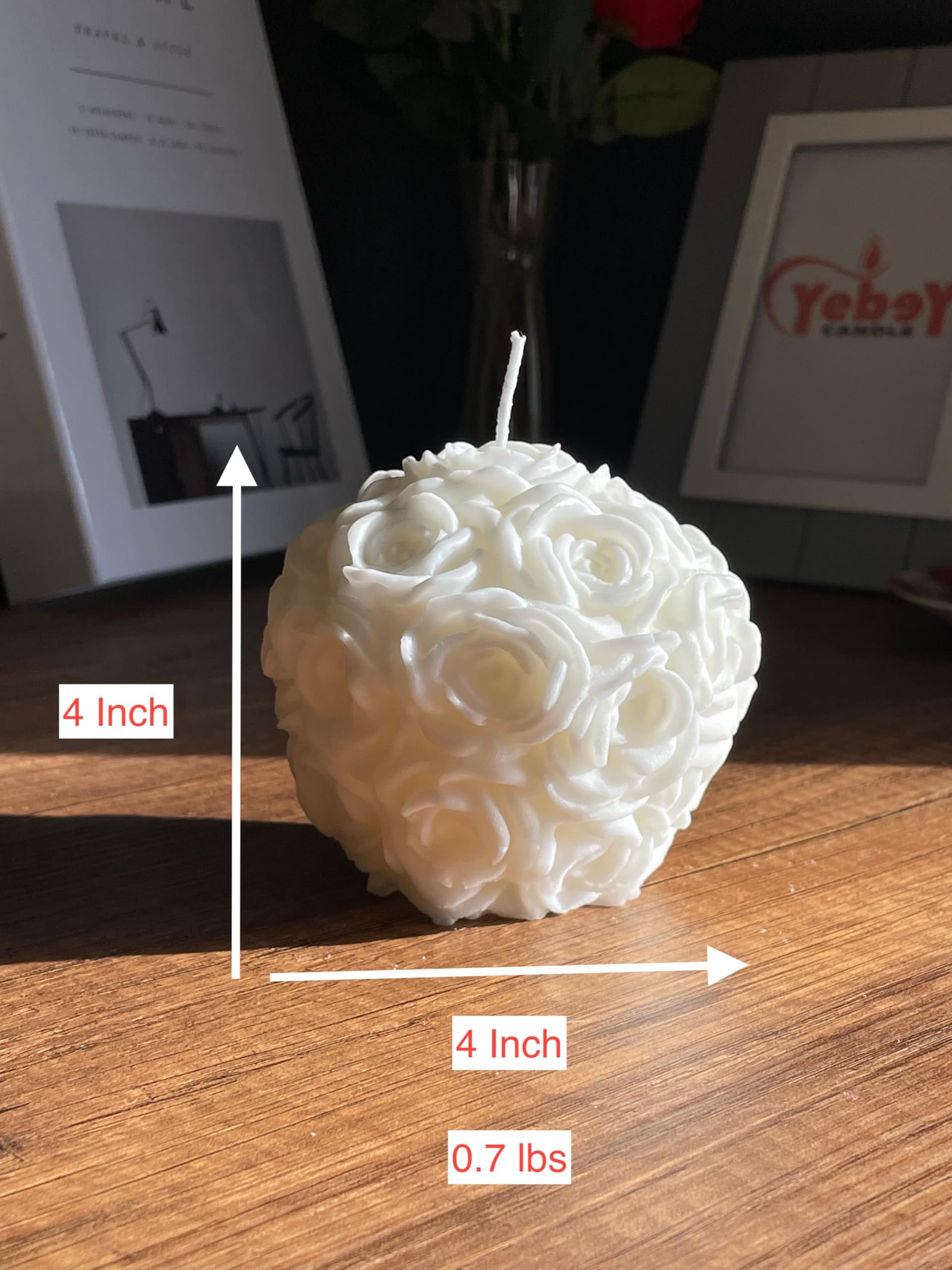 Decorative Flower Rose Scented Candle -Valentine's Day Hugging Love Soy Wax Hanmade Body Home Decor Bubble Cube Aromatherapy Jar Tealight Candle(White)