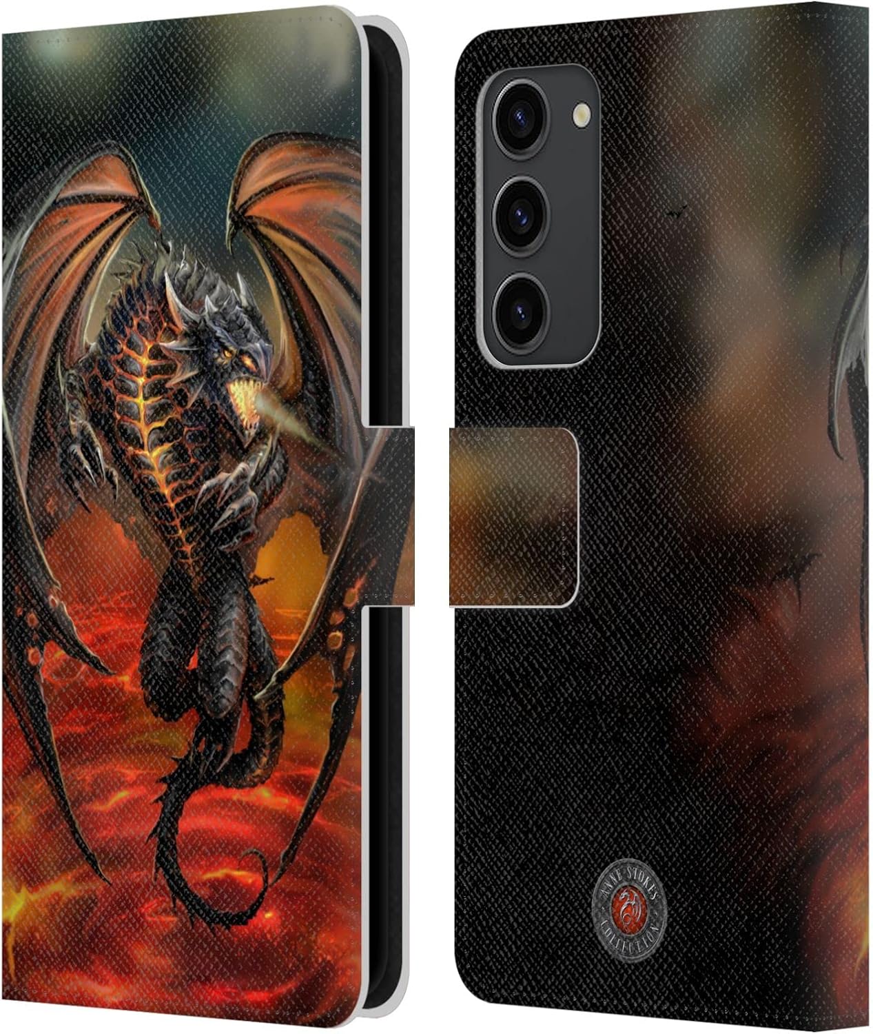 Head Case Designs Officially Licensed Anne Stokes Power Chord Dragons Leather Wallet Case Compatible with Samsung Galaxy S23+ 5G