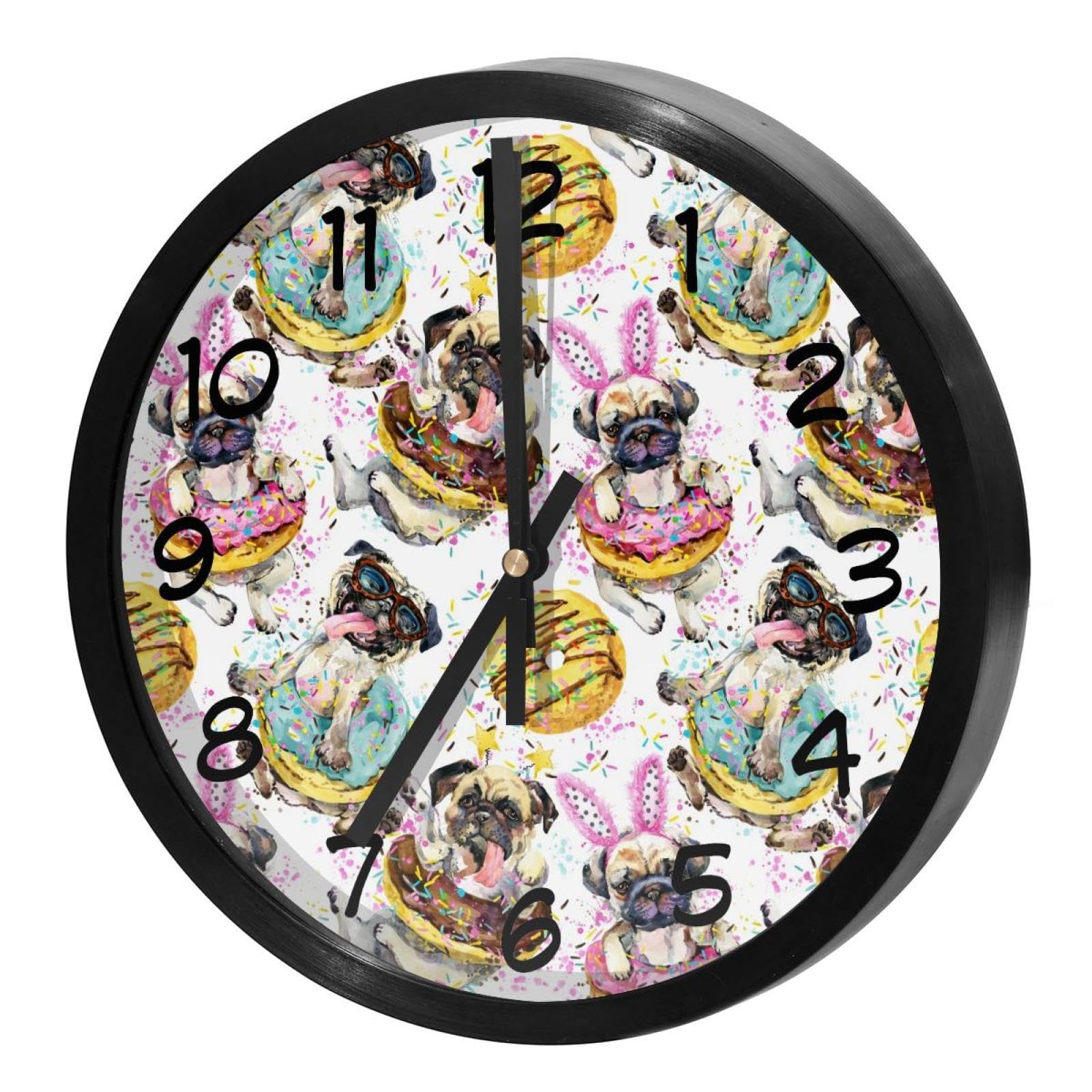 Horloge murale silencieuse bouledogue français pour cuisine et bureau