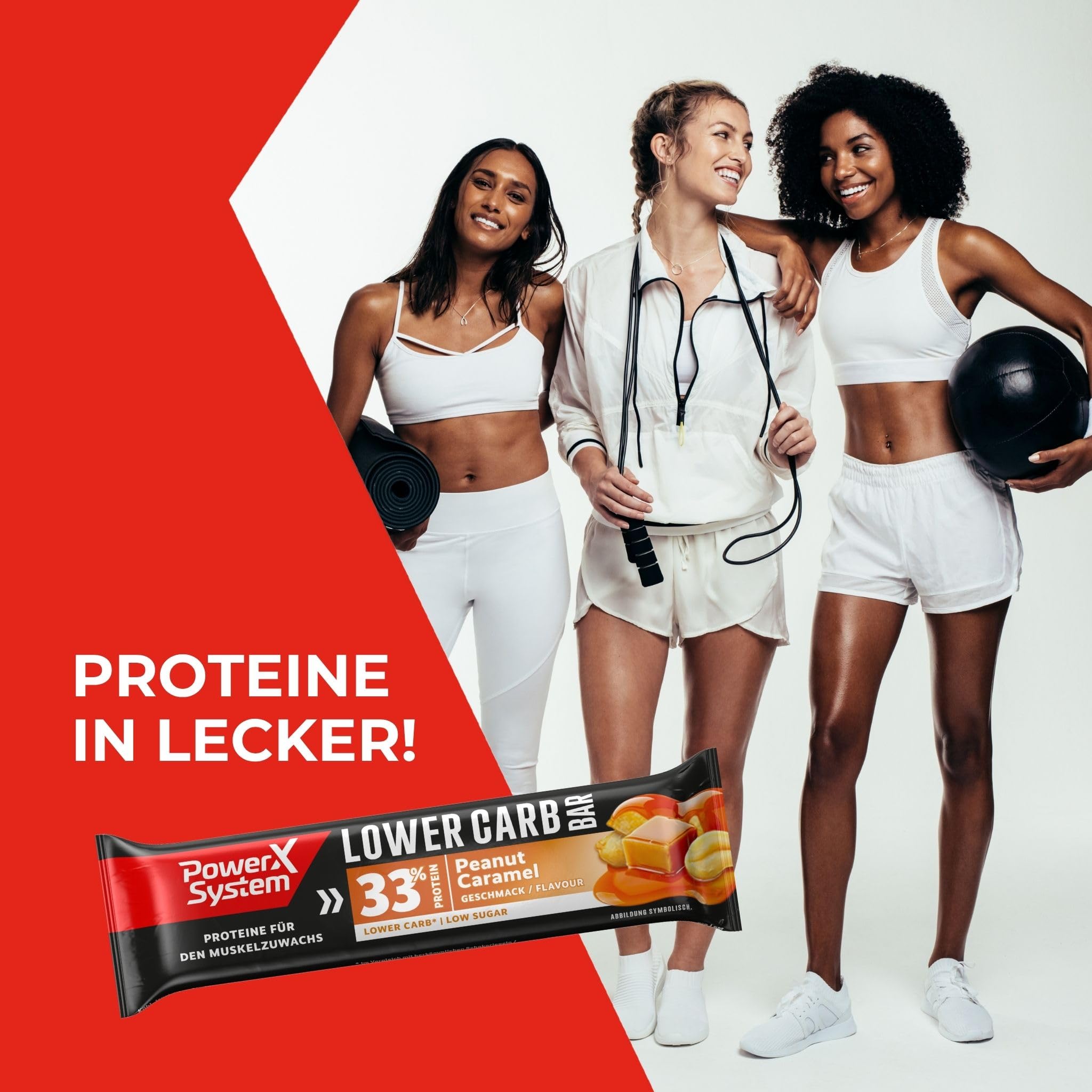 Power System Lower Carb Bar Peanut Caramel, 33% Protein, 18 x 45 g