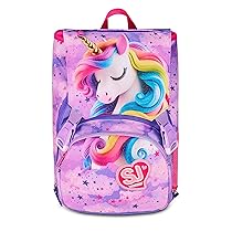 SJ GANG STYLE JAM GANG Zaino Scuola Estensibile Big Unicorn, Viola, Zaino con Divisorio Interno,Unicorno, Tasca Superiore con Ali a Scomparsa, 24 L, Scuola Elementare, Bambina