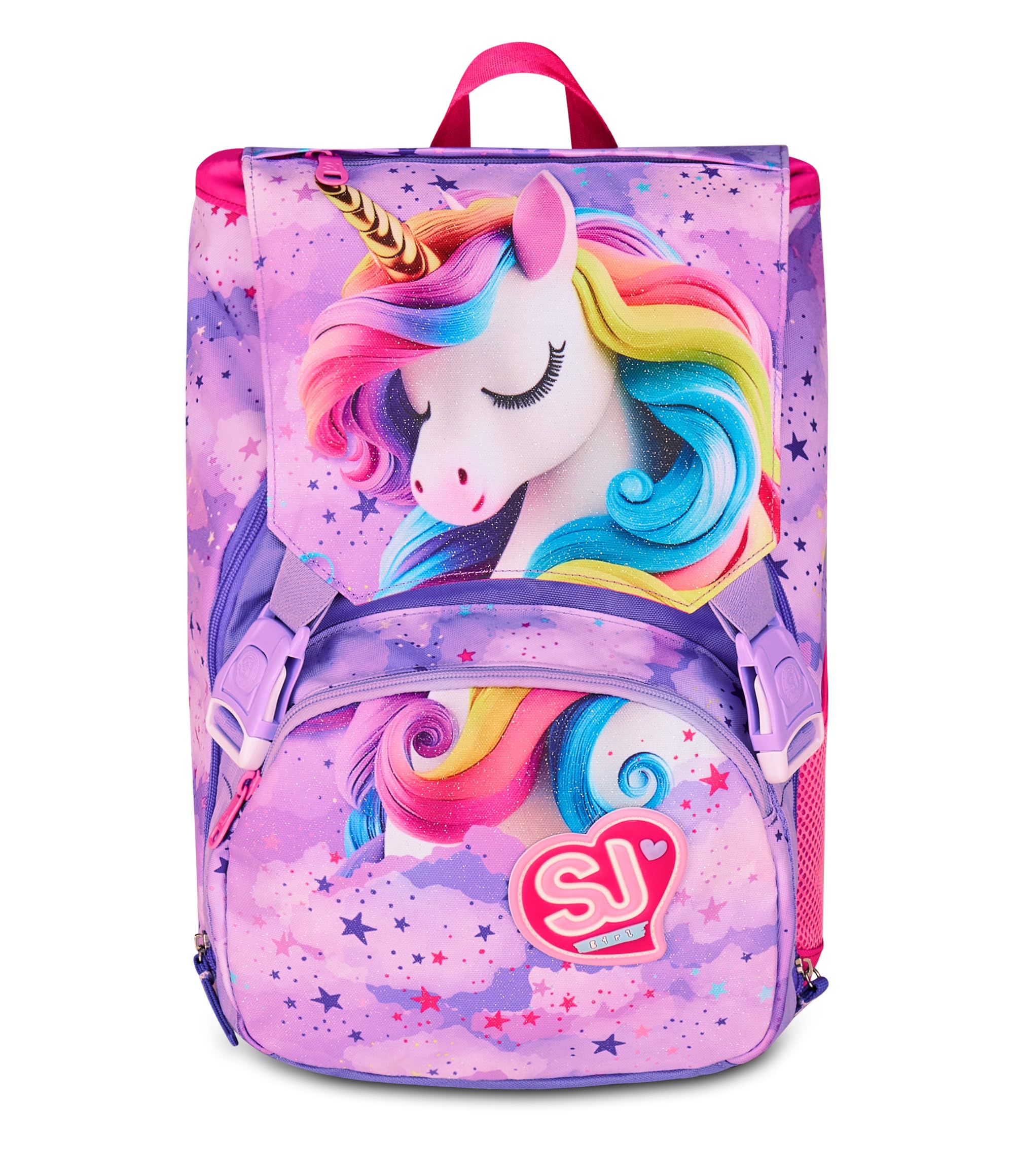 SJ GANG STYLE JAM GANG Zaino Scuola Estensibile Big Unicorn, Viola, Zaino con Divisorio Interno,Unicorno, Tasca Superiore con Ali a Scomparsa, 24 L, Scuola Elementare, Bambina