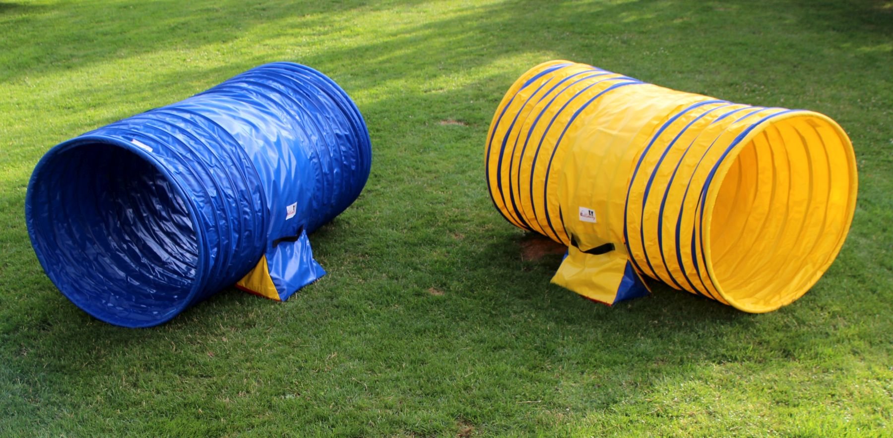 Callieway Hoopers Agility Tunnel Set "Profi" – Orig Tunnel Set per JAD (2 pezzi) per Hoopers & JAD Dog Sport (80 cm Ø 100 cm di lunghezza, blu/giallo)
