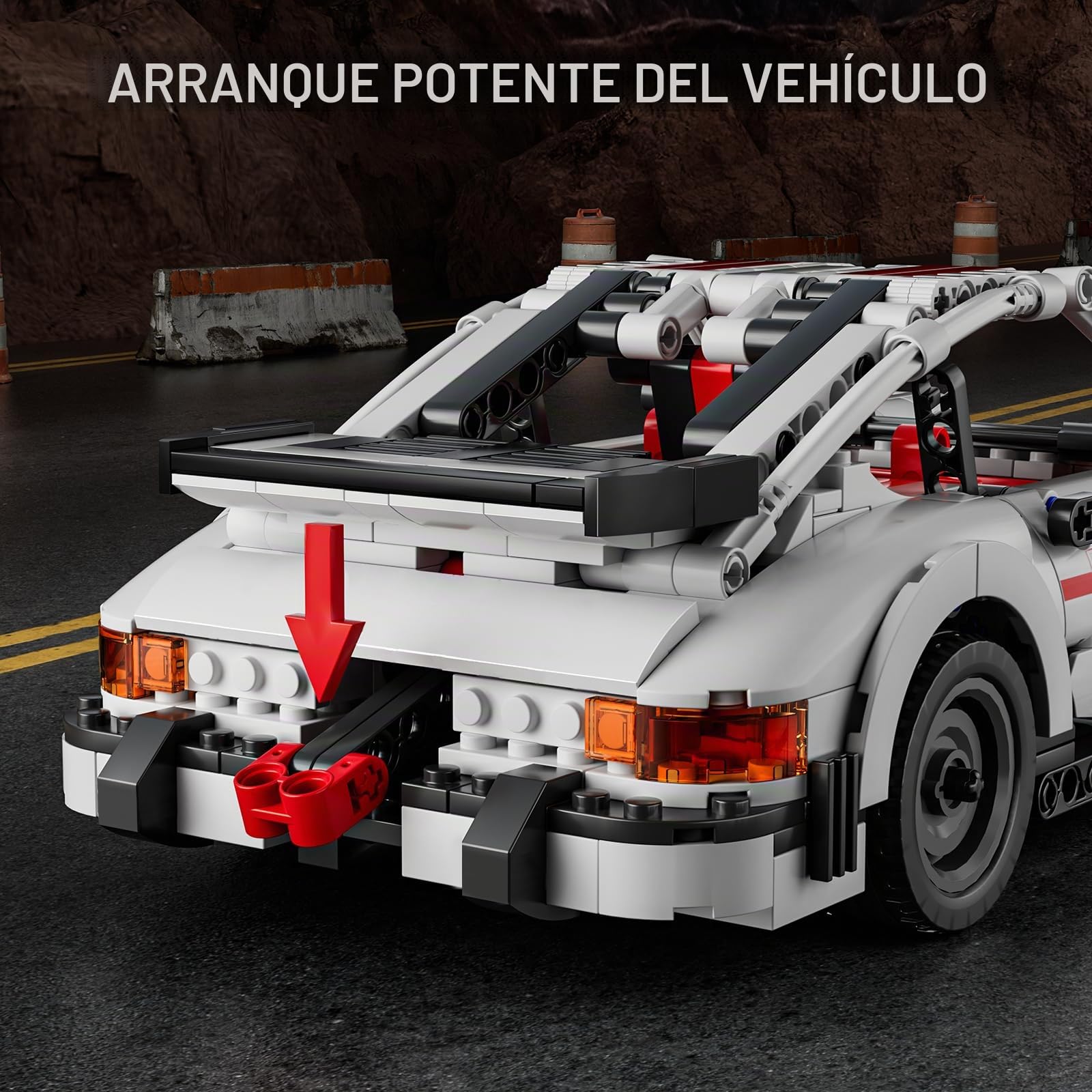 Mould King 15063 Technik Speed Champion 911 Coche deportivo Bloques de construcción con motor de retroceso Coche de carreras Bloques de construcción Coche modelo para coleccionar Para fans Adultos