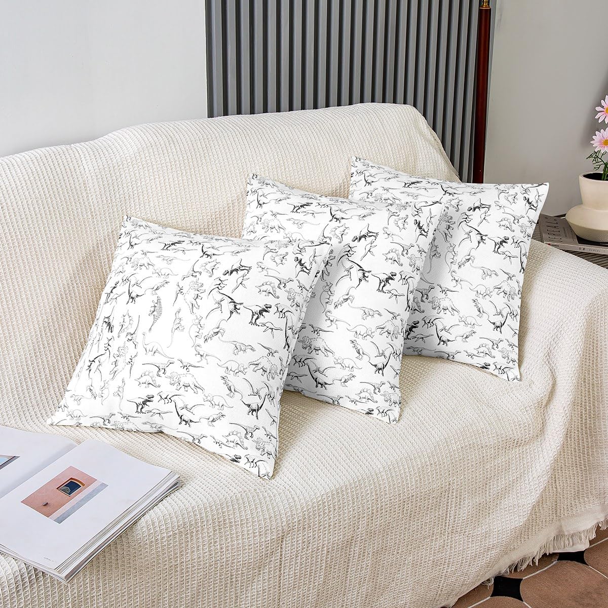 Housse De Coussin Dinosaure T-Rex - 45x45cm, Polyester, Fermeture éclair Invisible - 8
