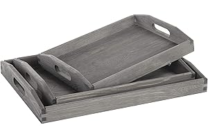 MyGift Set of 3 Gray Serving Trays