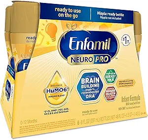 Enfamil NeuroPro Ready-to-Use Baby Formula, Ready to Feed, Brain and Immune Support with DHA, Iron and Prebiotics, Non-GMO, 6 Fl Oz Nursette Bottles, 6 count (Pack of 4), Total 24 bottles