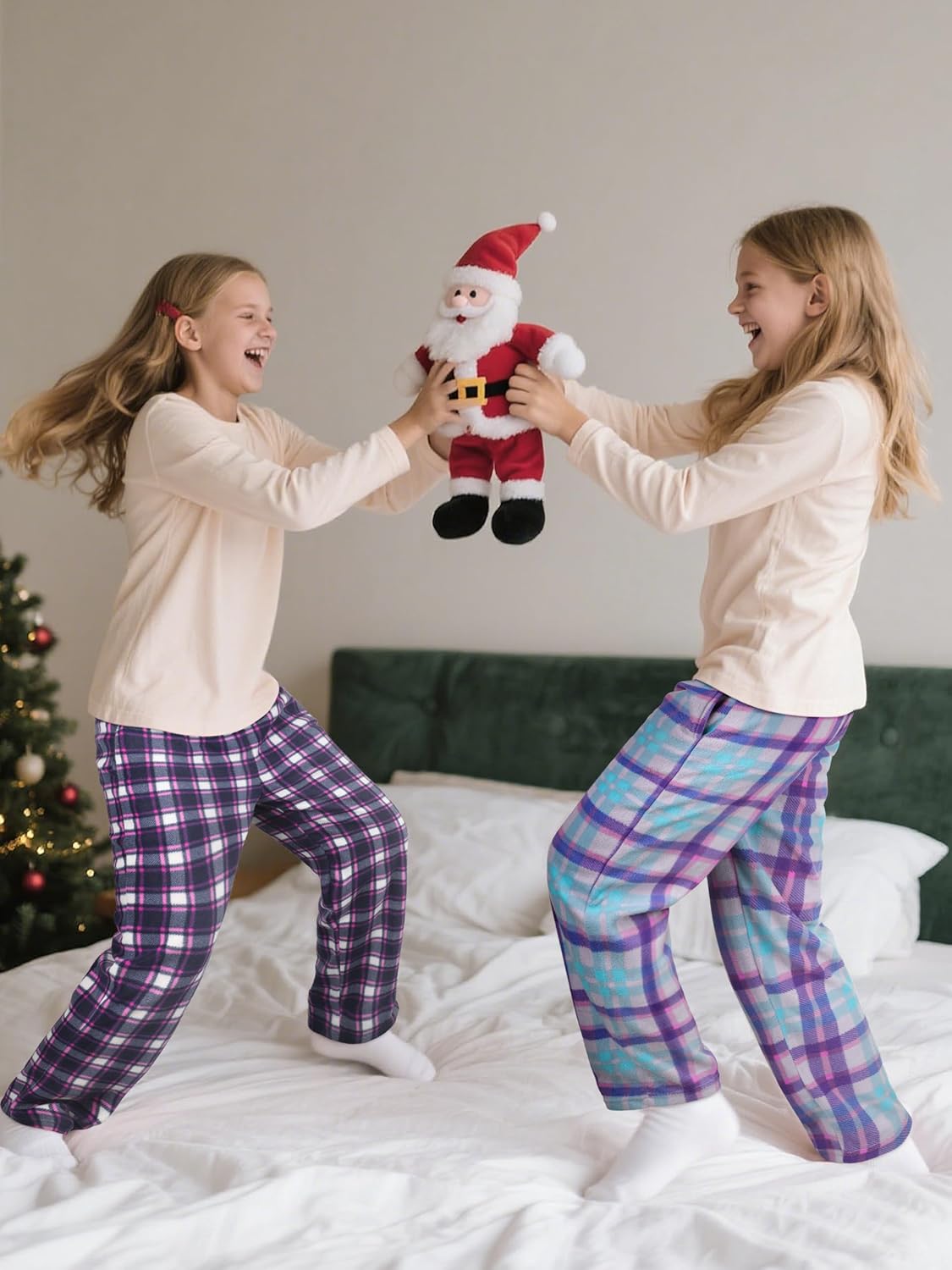 IHU 3 Pack Girls Pajama Pants Micro Fleece Soft PJ Bottoms for Kids Cute Print Lounge Sleep Clothes with Pockets - Image 3