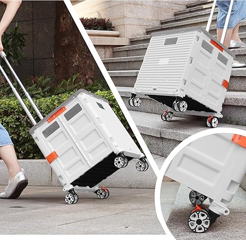 Miniatura 4 de Carro plegable de utilidad, carrito de herramientas portátil plegable con ruedas, capacidad de carga de 176 libras, tapa magnética telescópica con