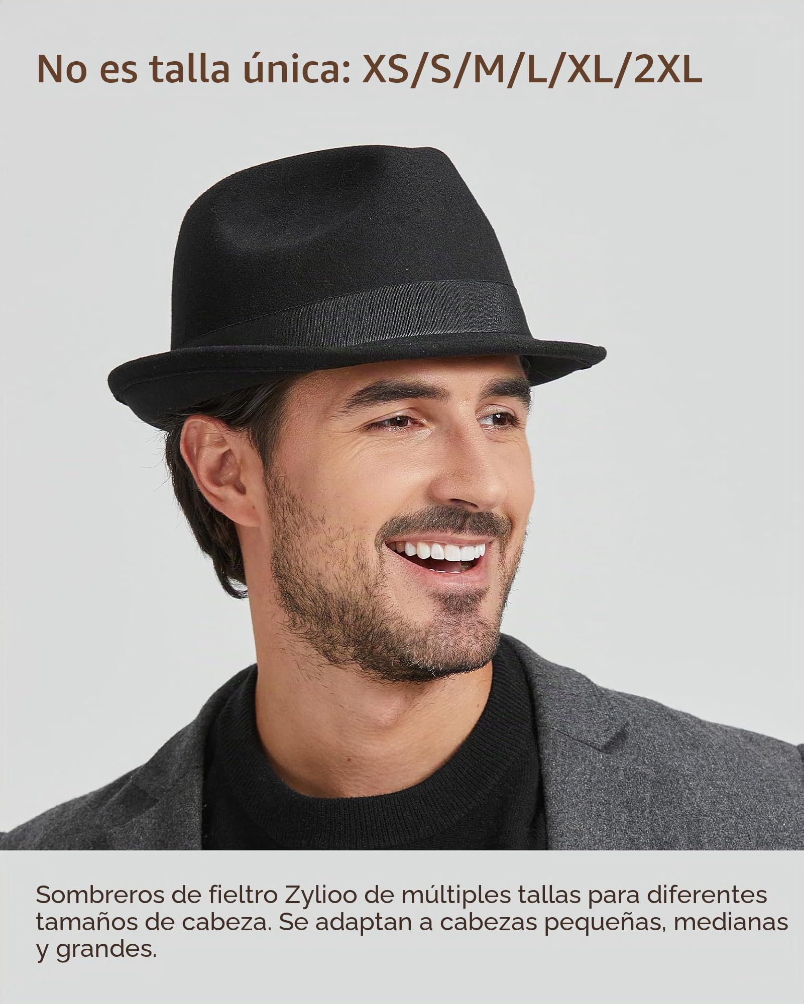 Zylioo S/M/L/XL/XXL Trilby Fedora Sombrero de Fieltro para Cabeza Grande y Pequeña, Sombrero de Gángster de Invierno, Sombrero de Mafia Bogart de Fieltro, XL-XXL