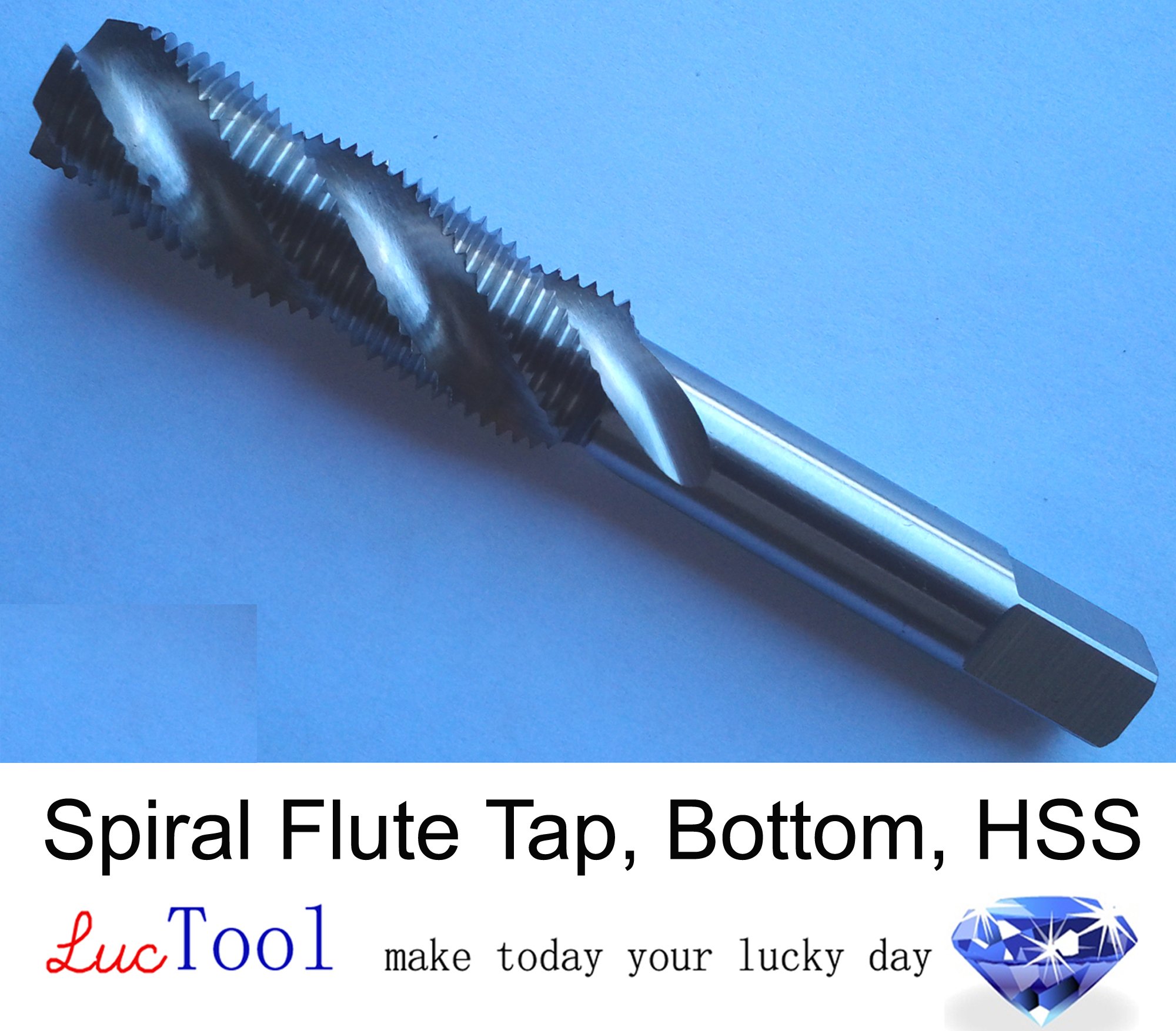 Luctool 3/8-24 UNF Spiral Flute Tap Bottom GH3 Limit 3 Flute HSS Uncoated Bright Finished Ground Thread. Luctool Provides Premium Quality Hand Tools for Metal Threading.