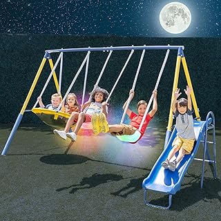 10 Duplex Backyard Ideas for Shared Yet Stylish Spaces 74 Sportspower Starlight Metal Swing Set with LED Swings, 2-Person Saucer S...