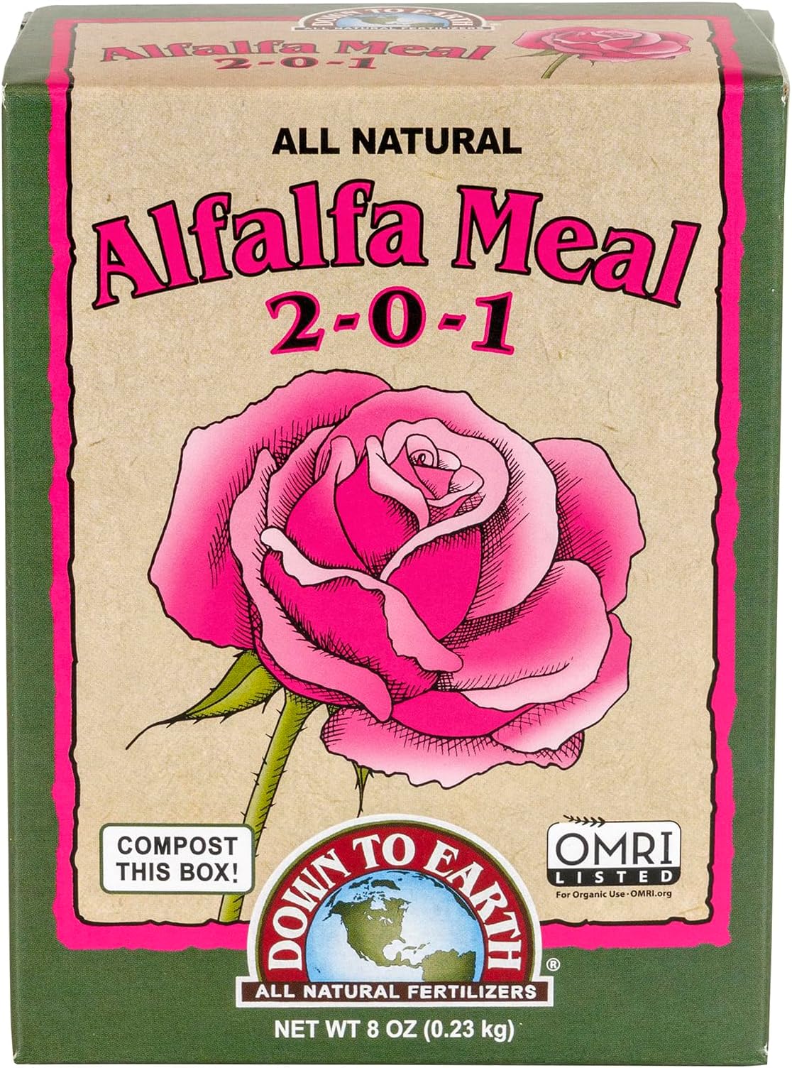 Down to Earth Organic Alfalfa Meal Fertilizer Mix 2.5-0.5-2.5, 0.5 lb
