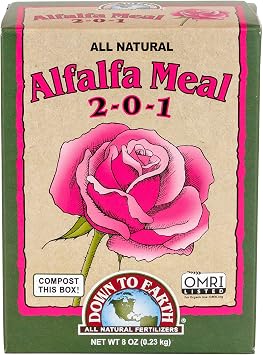 Down To Earth All Natural Fertilizers Organic Alfalfa Meal - Plant Food for Roses, Bulbs, Flowers and Ornamentals 2-0-1, 0.5 lb
