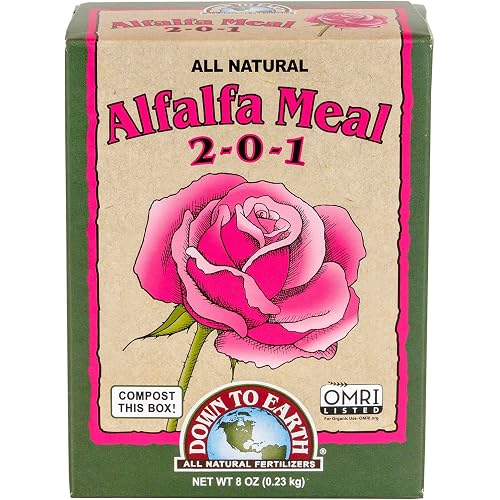 Down To Earth All Natural Fertilizers Organic Alfalfa Meal - Plant Food for Roses, Bulbs, Flowers and Ornamentals 2-0-1, 0.5 lb