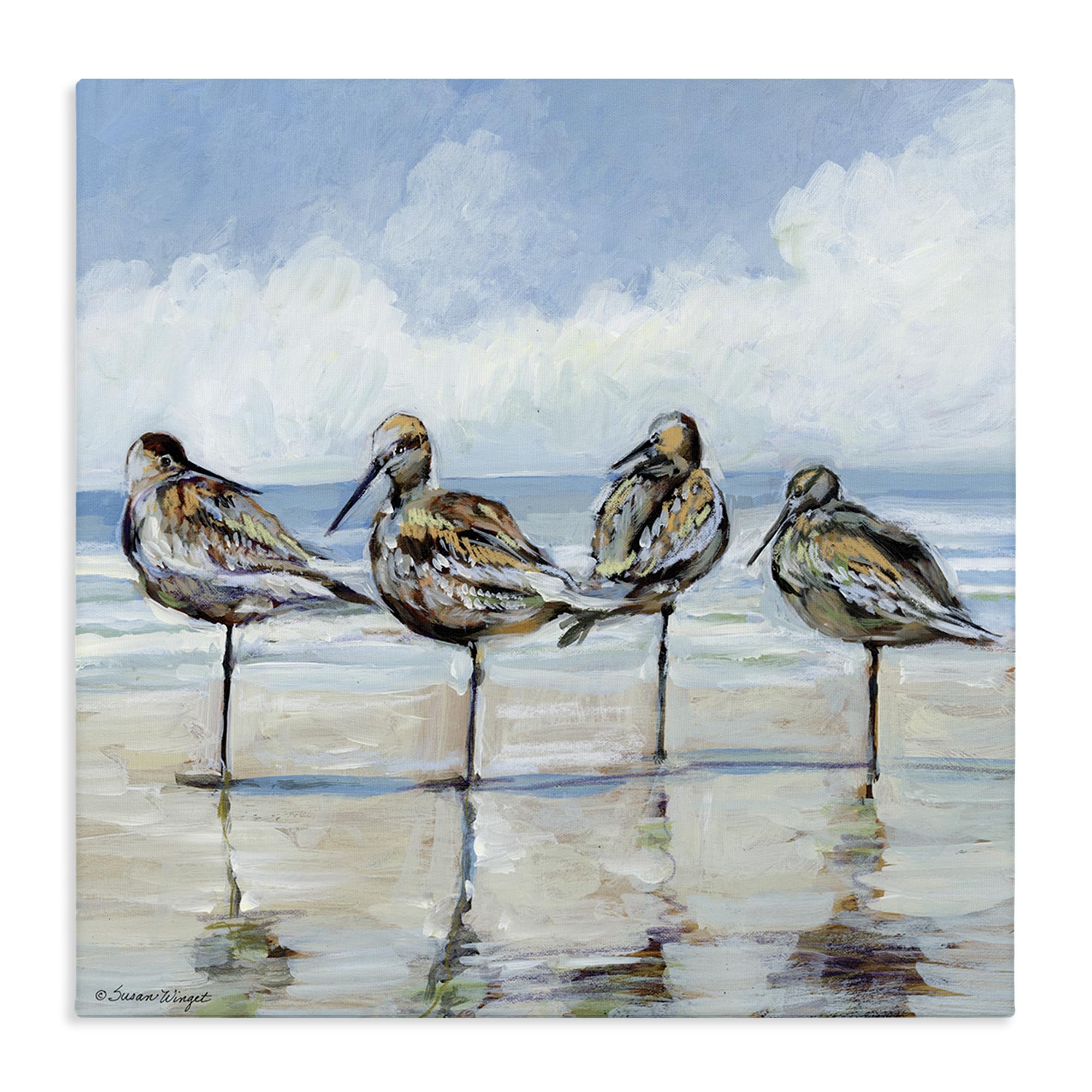 Stupell Industries Sandpipers On Seaside Shoreline 'Sandpipers Balancing On Beach'| Canvas Art
