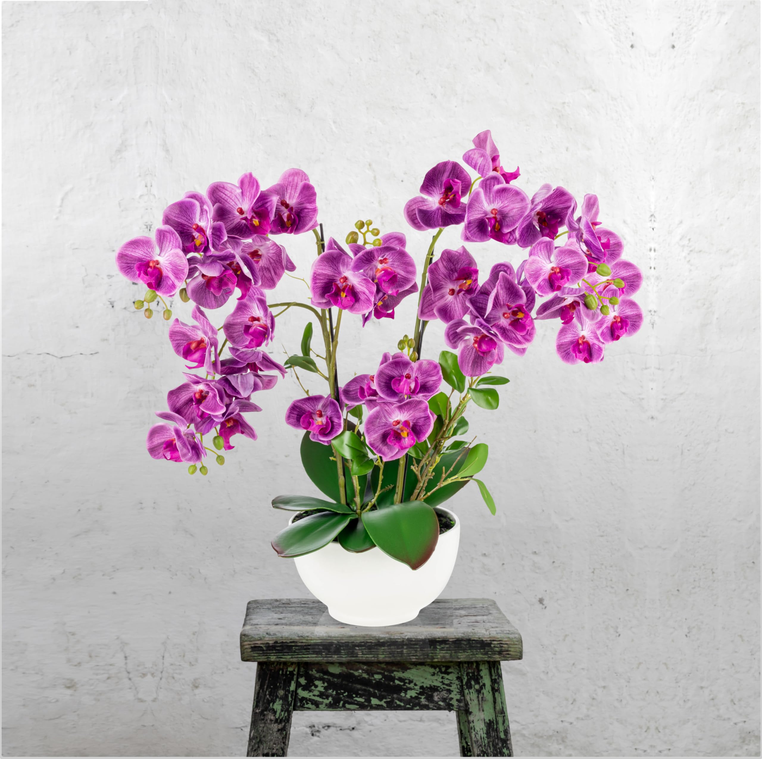 Amazon.de: PASCH XXL Kunstblume Orchidee Gro (56cm) in  Hochglanz-Keramiktopf | Knstliche Orchideen im Topf | Kunstblumen Wie Echt  (Lila)