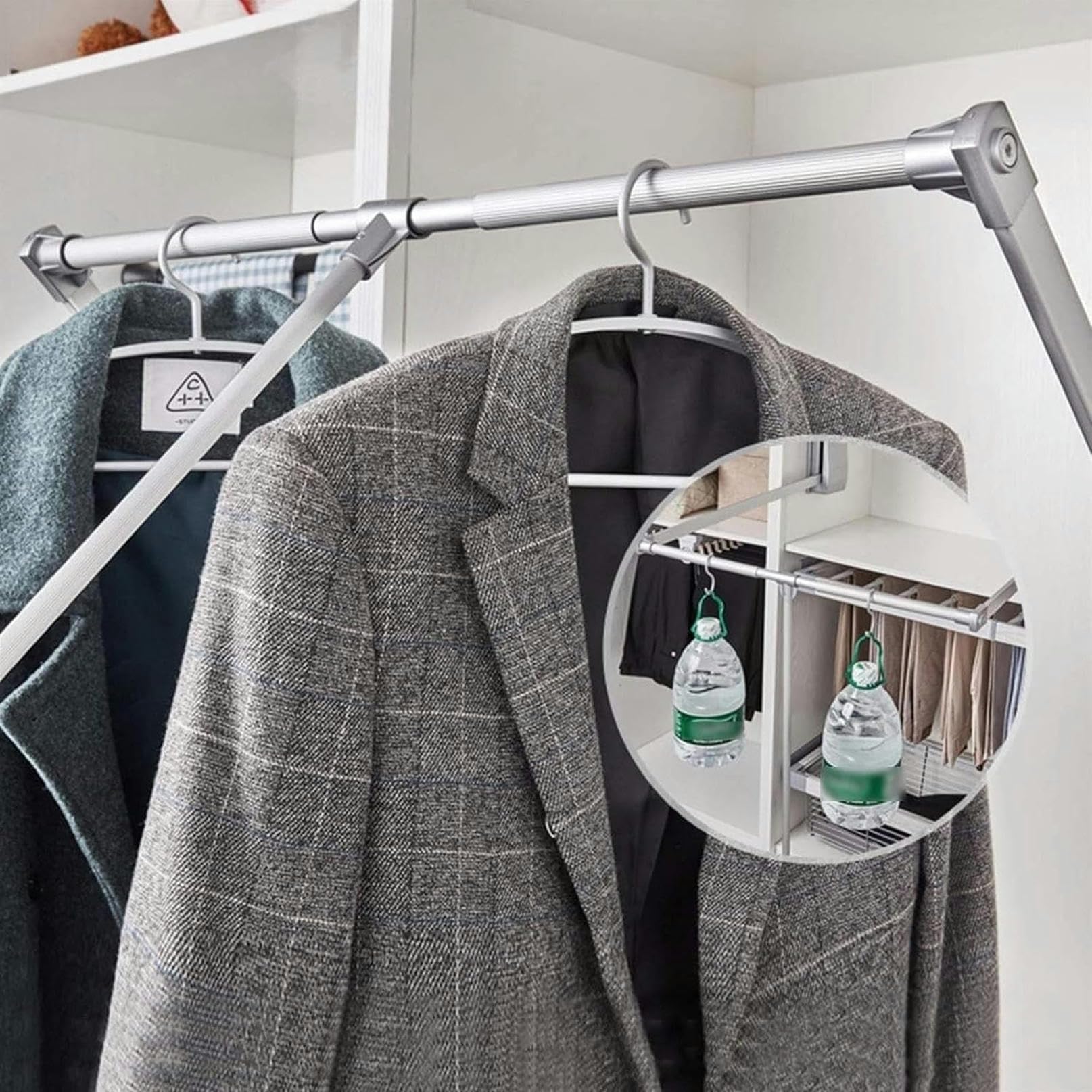 Tige de levage de garde-robe en métal réglable et escamotable
