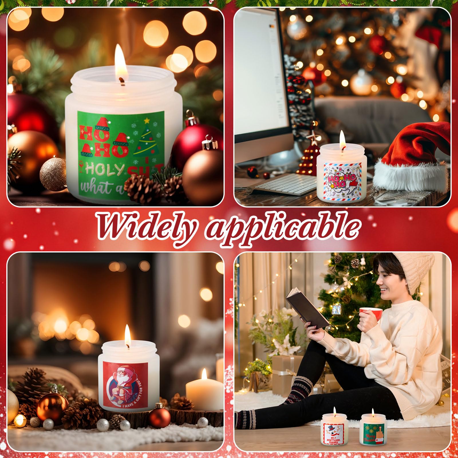 Conelist 24 velas aromáticas divertidas de Navidad, regalos divertidos de Navidad para mujeres, velas ofensivas, creatividad, decoración navideña, vela de cera de soja de 3.5 onzas para Año Nuevo