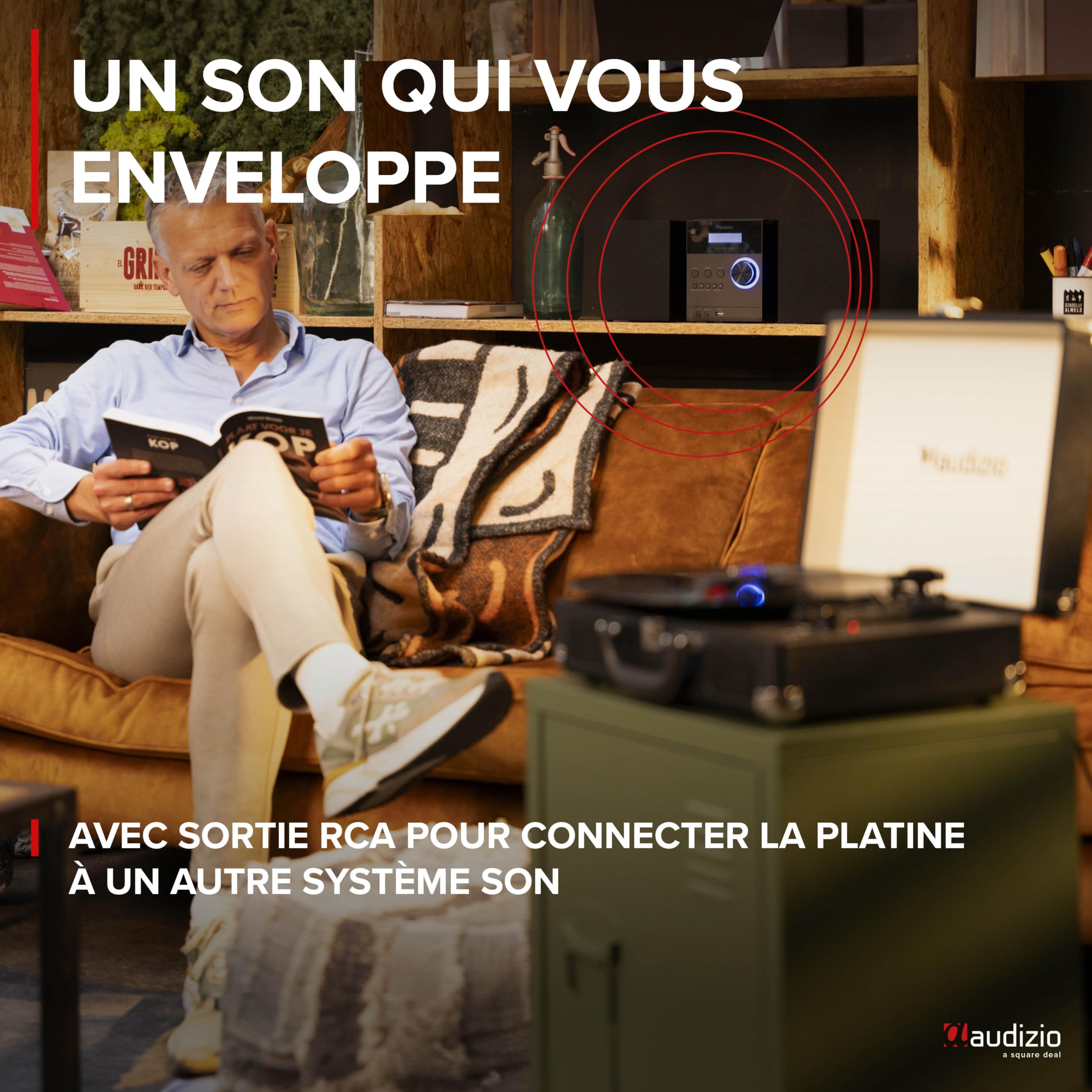 Audizio RP114BK Platine Vinyle Rétro avec Haut-Parleurs Intégrés - Noire, Lecture 33/45 & 78 Tours, Fonction de Numération pour Ordinateur, Idéal pour Écouter Vos Anciens Vinyles Préférés