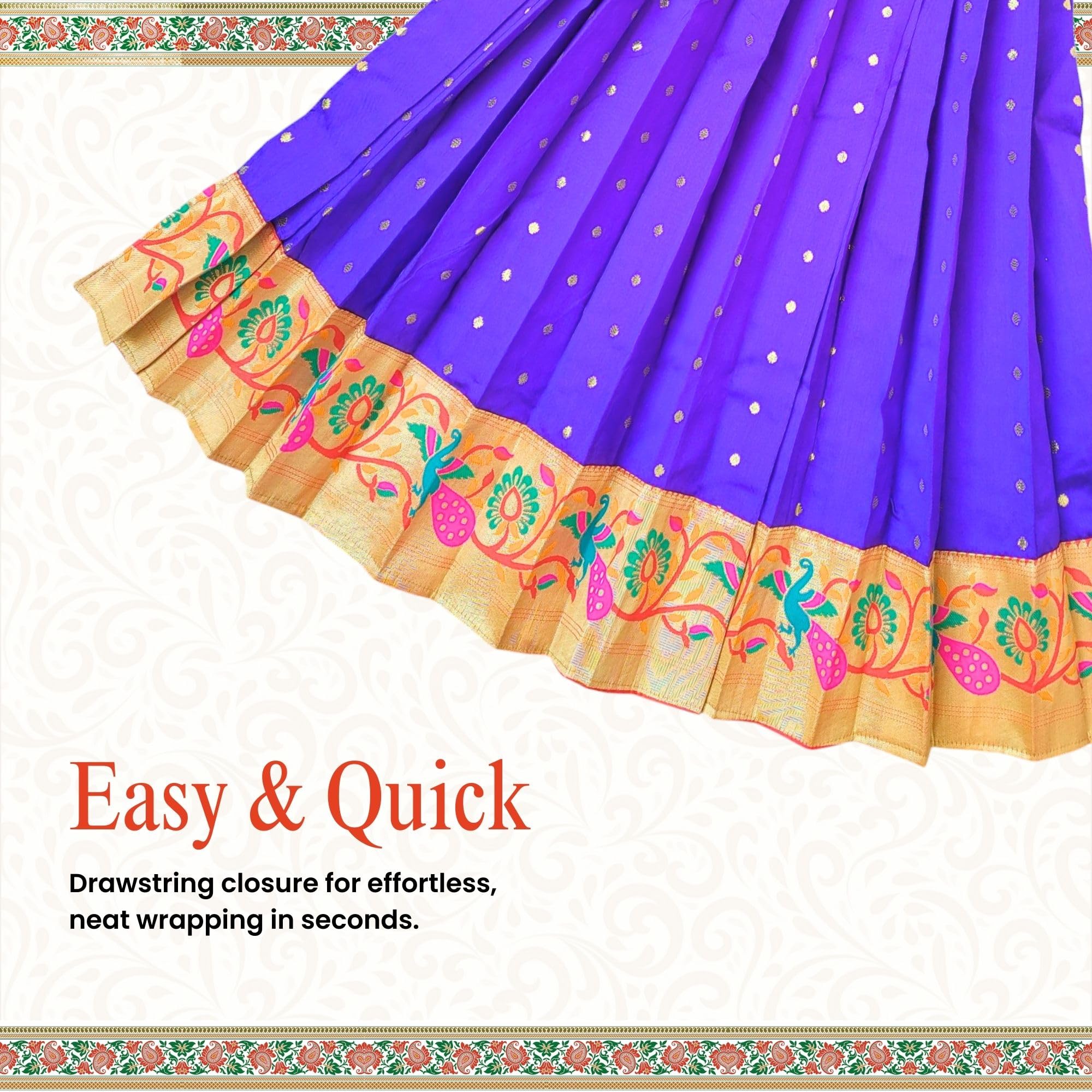 PUNYATVA Gudhi Vastra for Gudhi Padwa Festival (Paithani, Blue) | Traditional Maharashtrian Gudi Cover Saree Cloth for GudiPadva | Readymade Ugadi & GudhiPadawa Decoration Pooja Décor 2